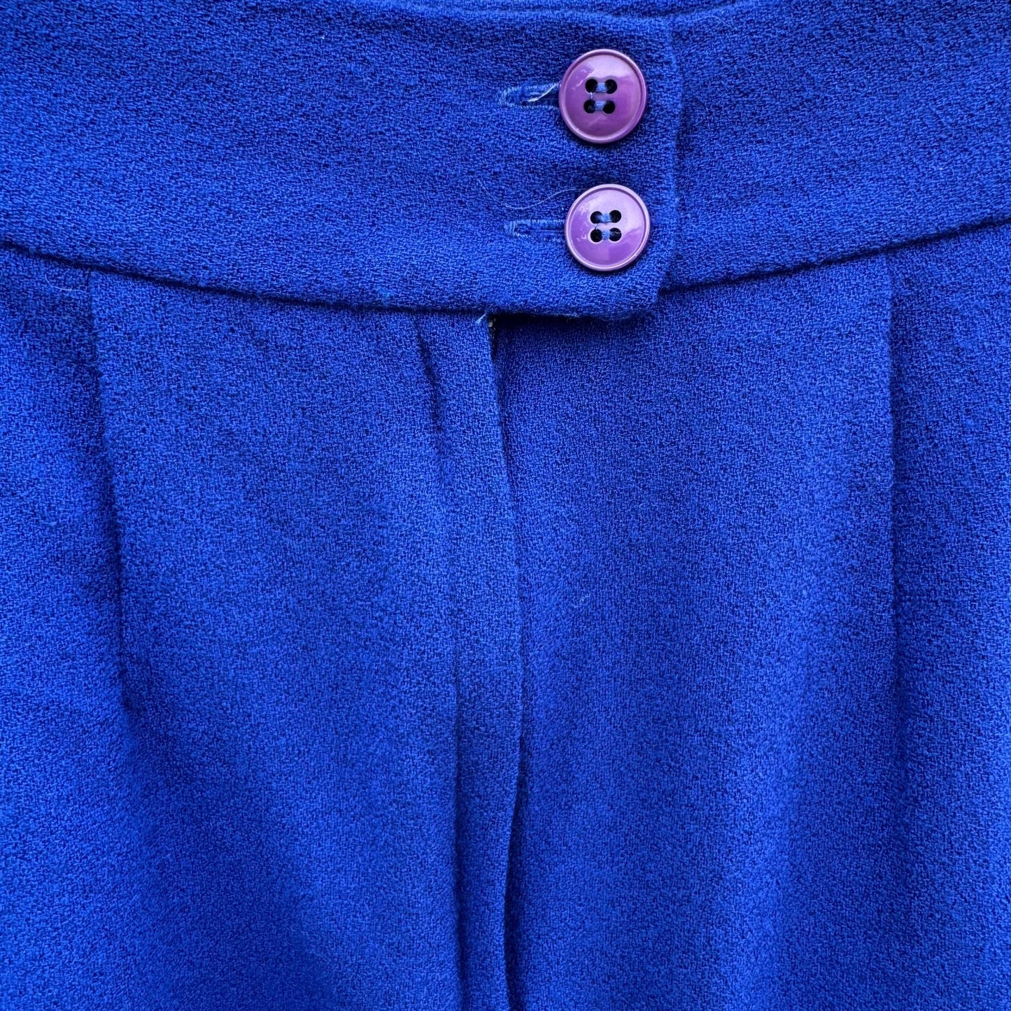 Michelle Stuart Petite Vintage Wool Royal Blue Blazer Pleated Skirt Set Womens 4