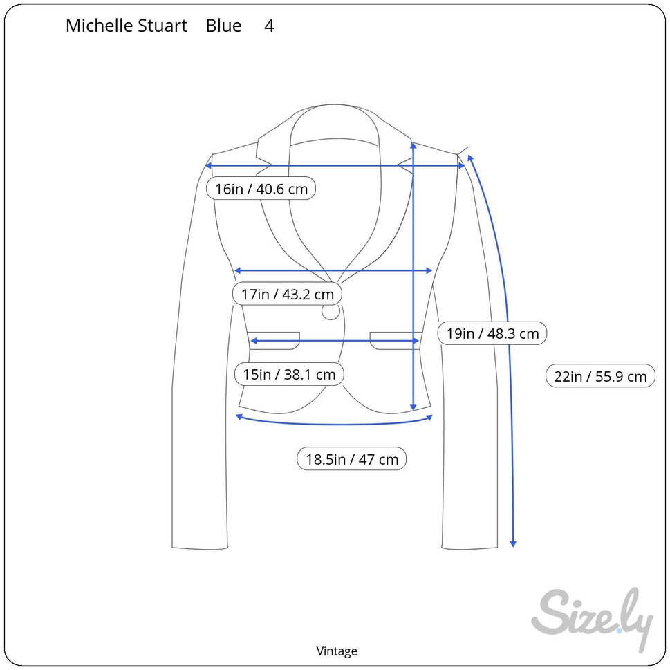 Michelle Stuart Petite Vintage Wool Royal Blue Blazer Pleated Skirt Set Womens 4