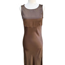 Switch All That Jazz Vintage 90s Sleeveless Brown Satin Goddess Elegant Formal Dress S 2 image