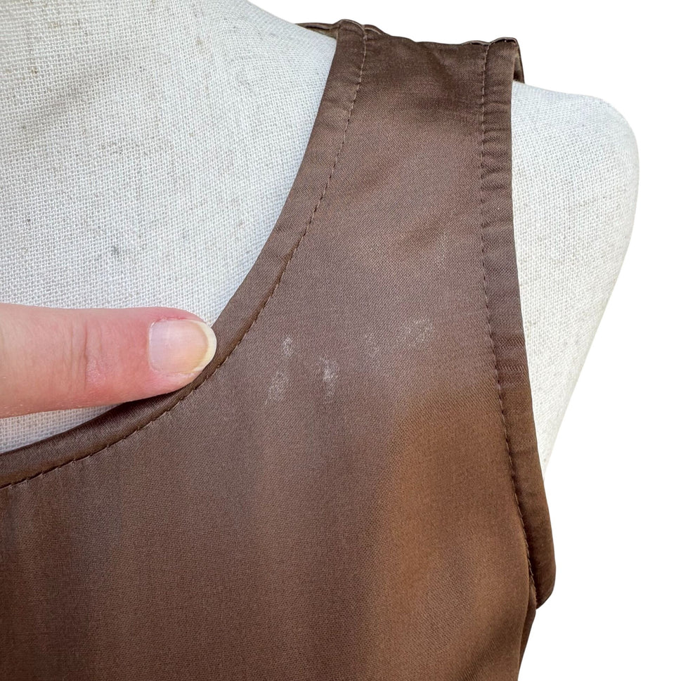 All That Jazz Vintage 90s Sleeveless Brown Satin Goddess Elegant Formal Dress S