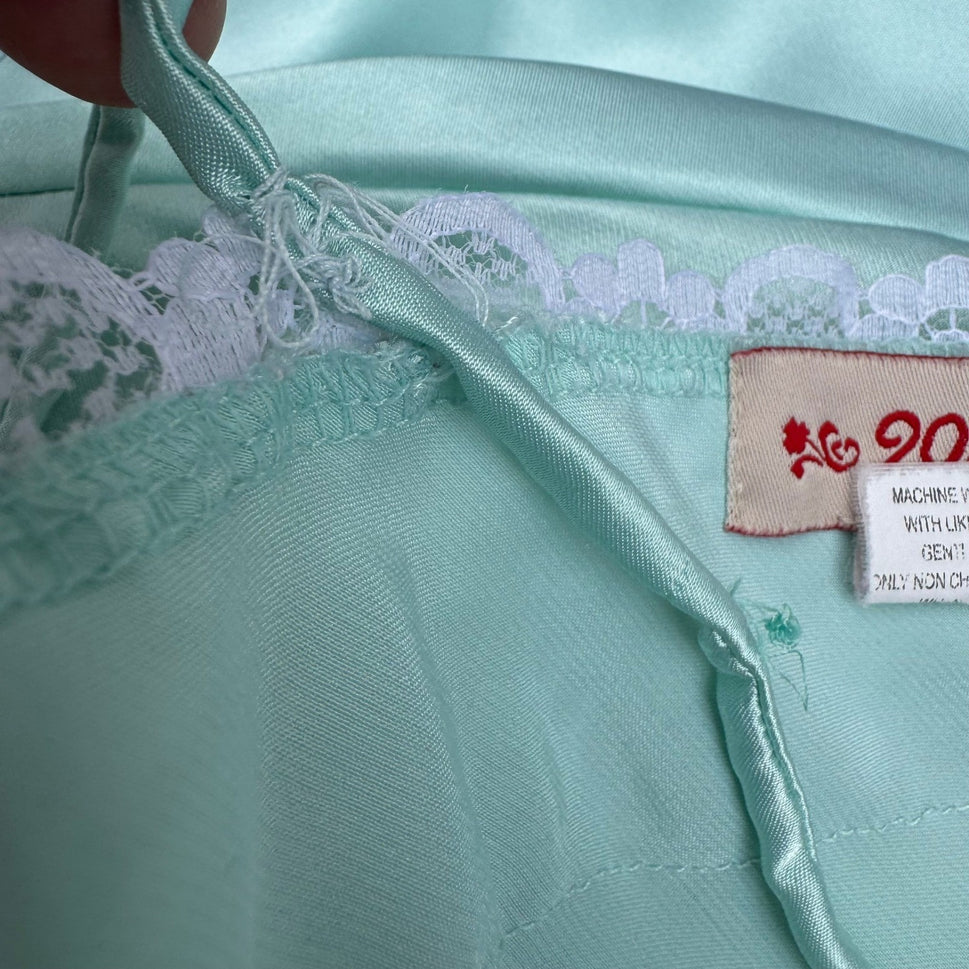 Coquette 90265 Vintage Y2K Mint Satin Lace Camisole Top Womens M Tank Fairy