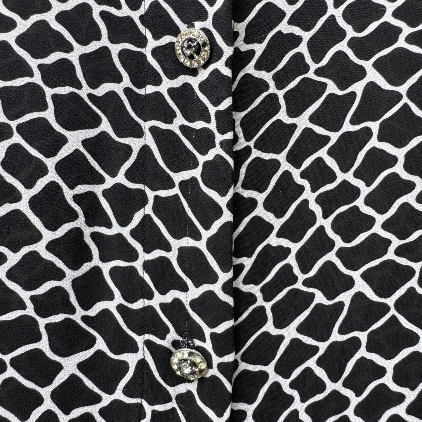 INC International Concept Y2K Mob Wife Giraffe Print Rhinestone Button Blouse 1X
