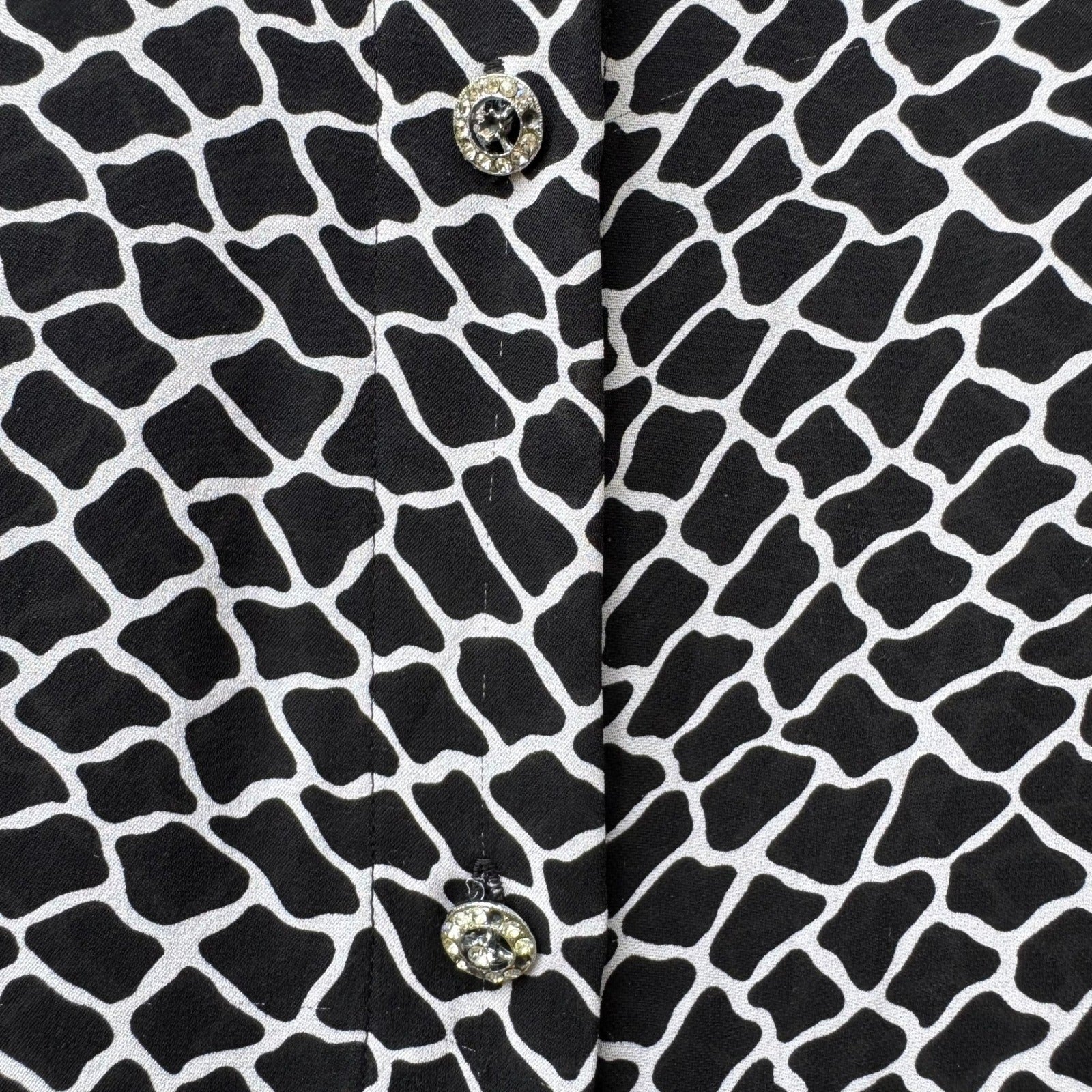 INC International Concept Y2K Mob Wife Giraffe Print Rhinestone Button Blouse 1X