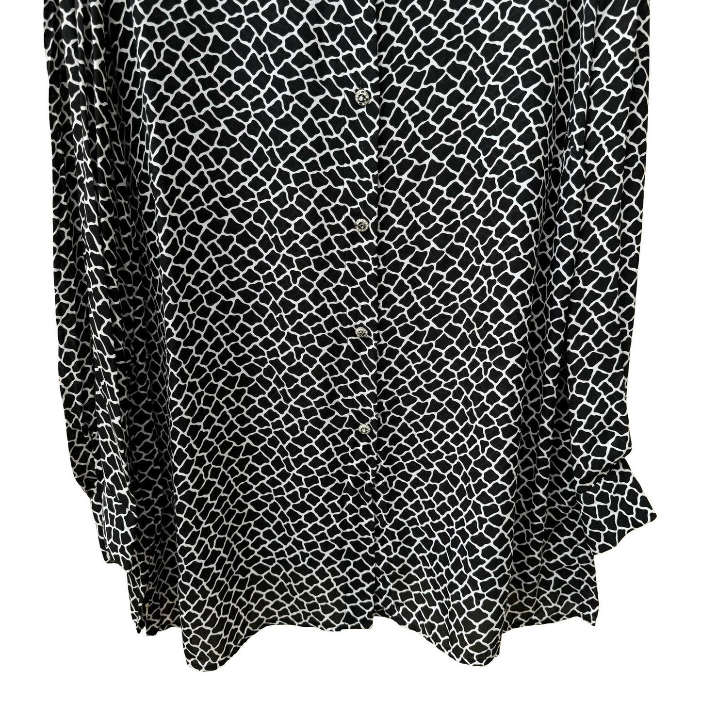 INC International Concept Y2K Mob Wife Giraffe Print Rhinestone Button Blouse 1X