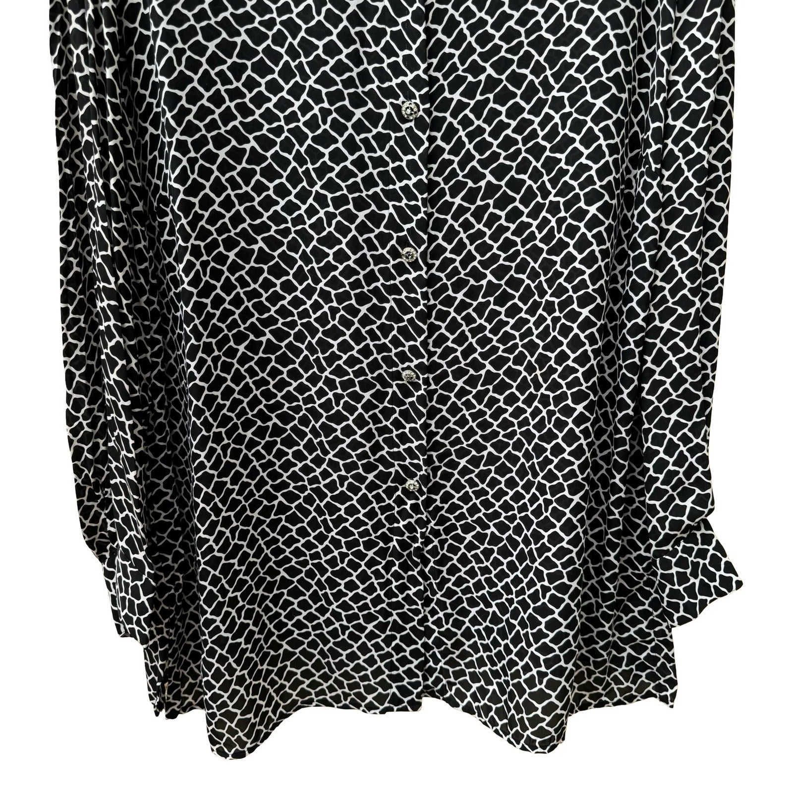 INC International Concept Y2K Mob Wife Giraffe Print Rhinestone Button Blouse 1X