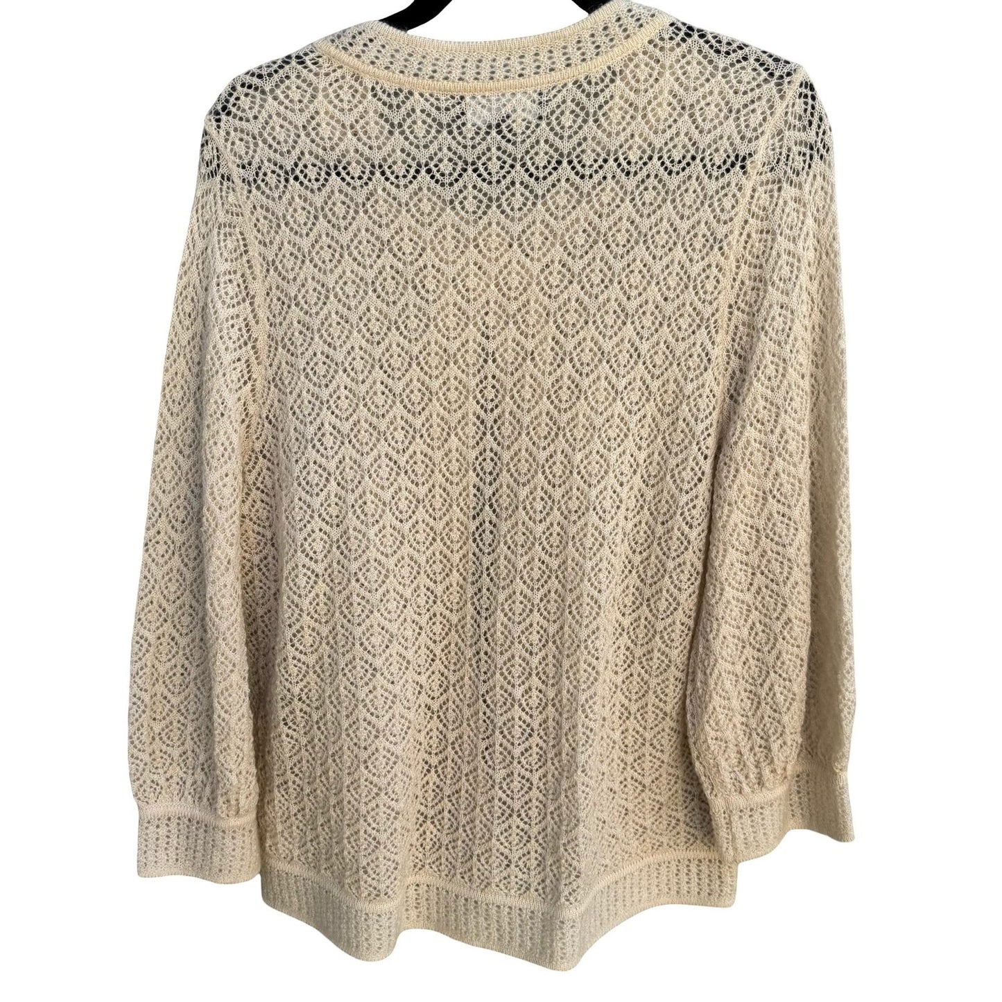 Jones New York Collection Claremont Mohair Blend Pointelle Cardigan XL Cream NEW