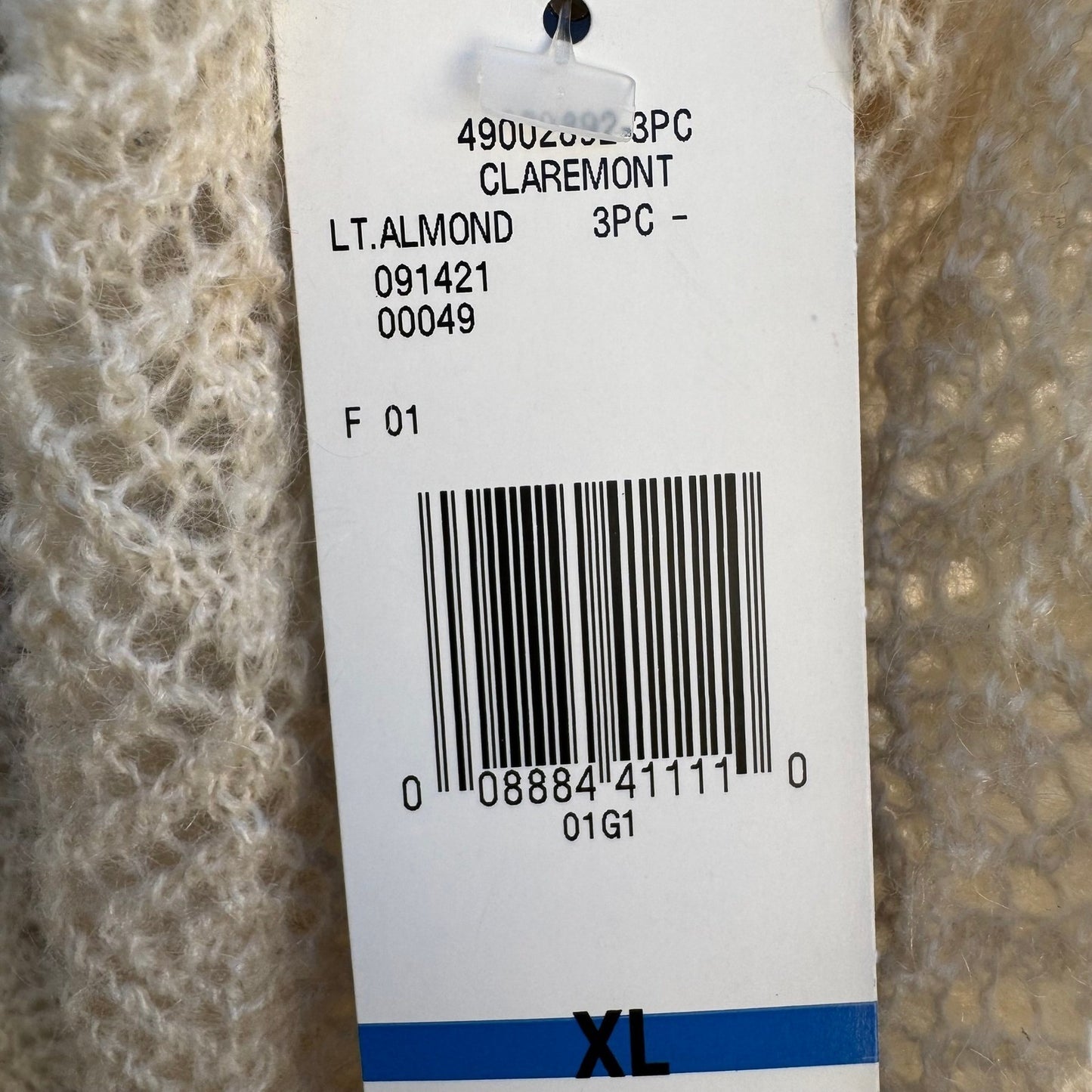 Jones New York Collection Claremont Mohair Blend Pointelle Cardigan XL Cream NEW