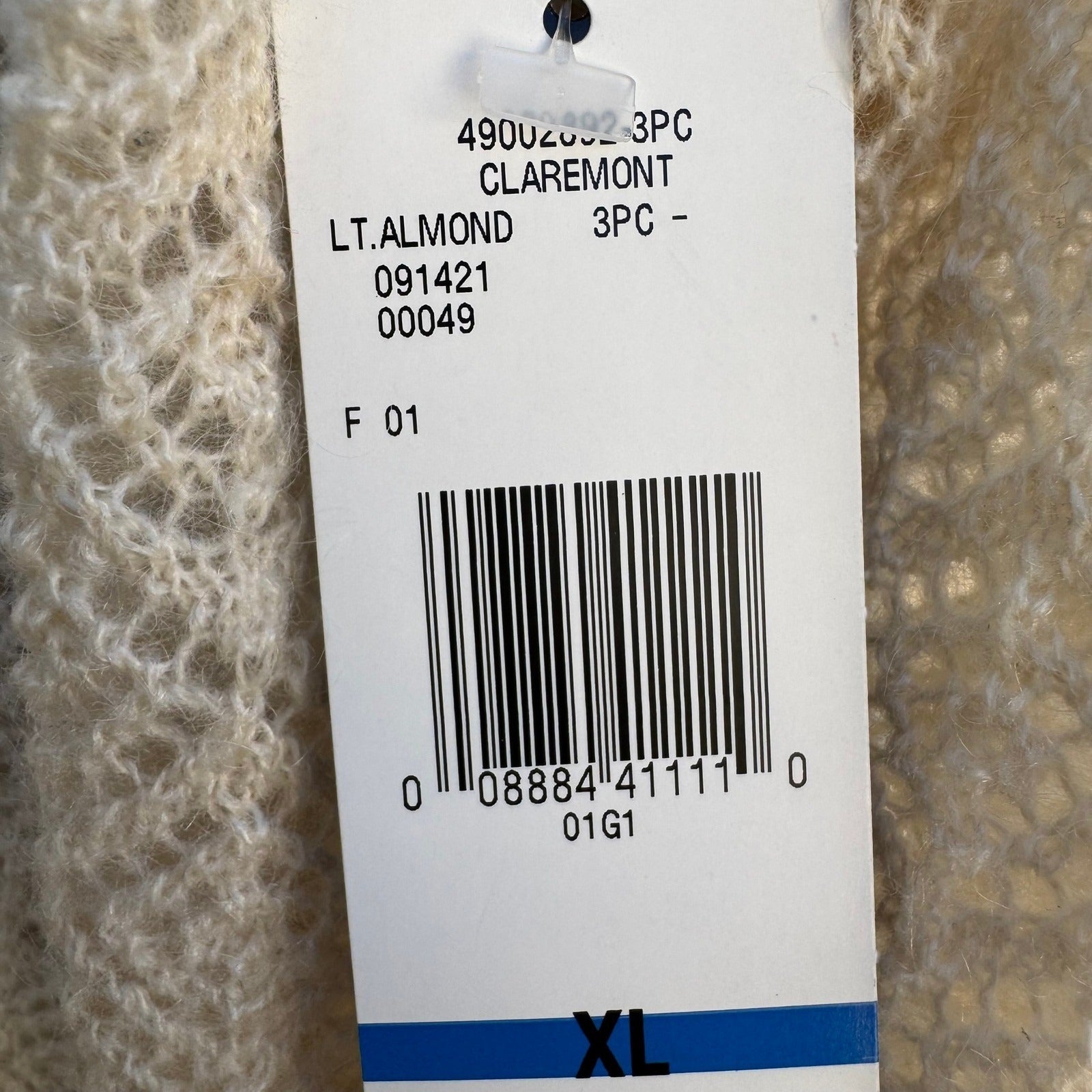 Jones New York Collection Claremont Mohair Blend Pointelle Cardigan XL Cream NEW