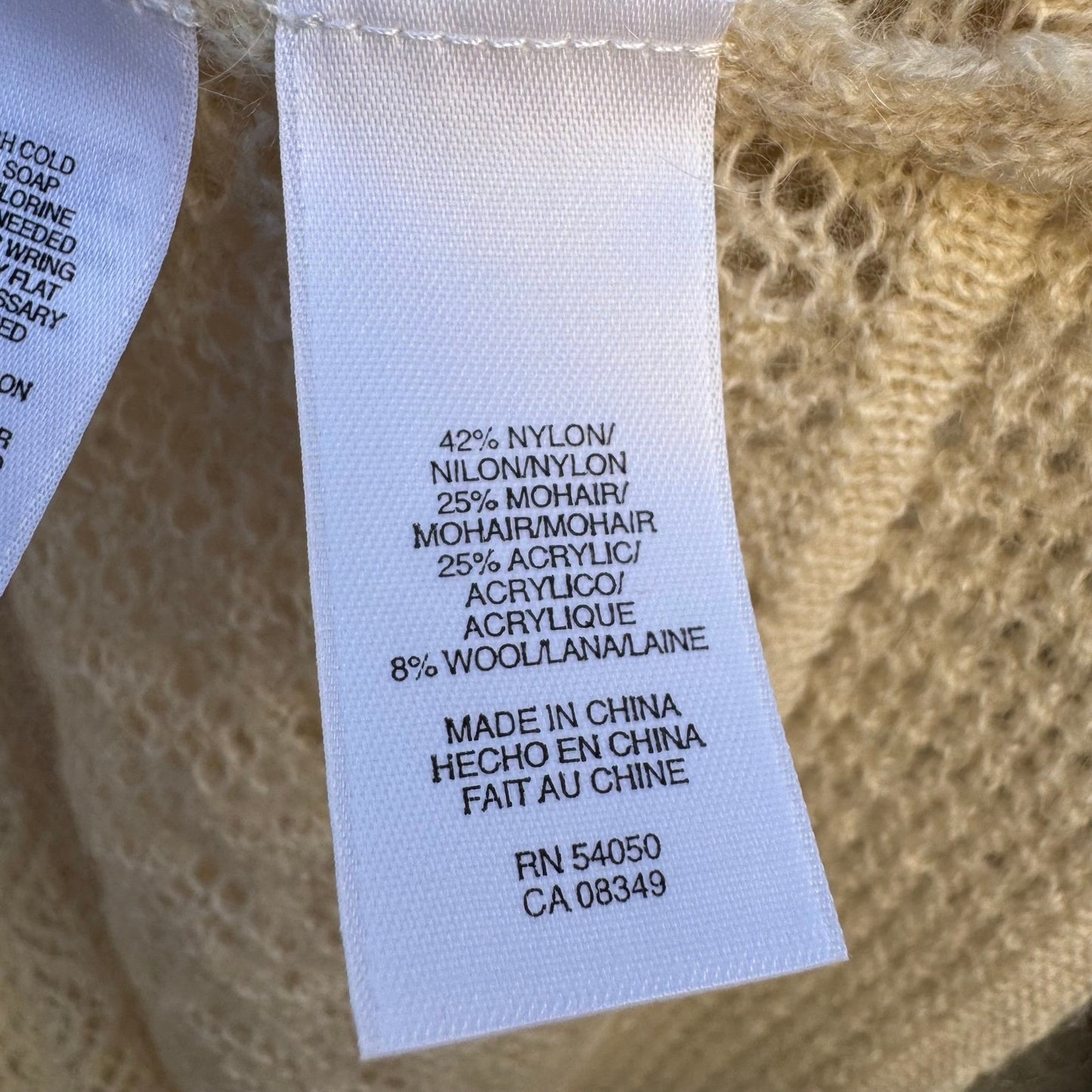 Jones New York Collection Claremont Mohair Blend Pointelle Cardigan XL Cream NEW