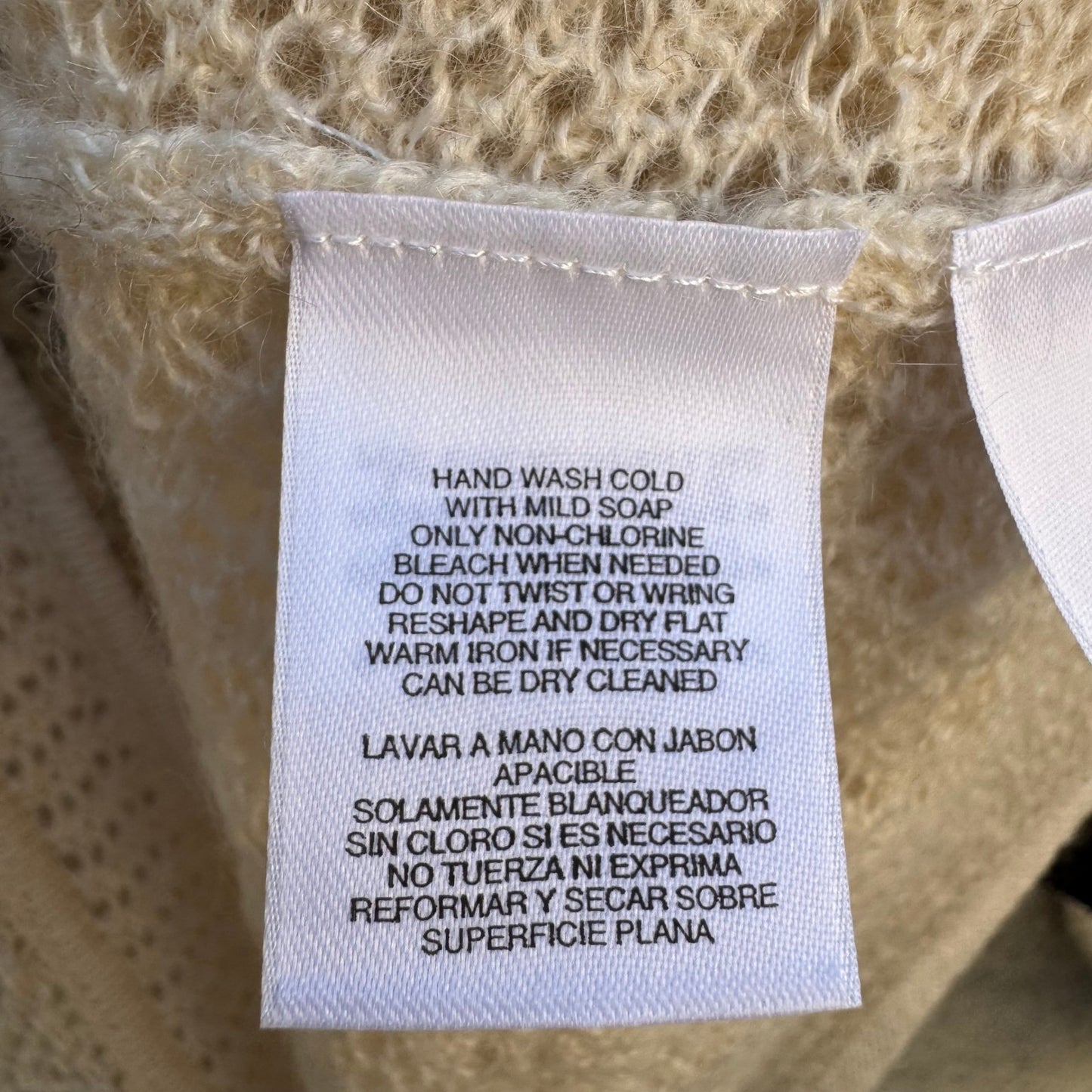 Jones New York Collection Claremont Mohair Blend Pointelle Cardigan XL Cream NEW