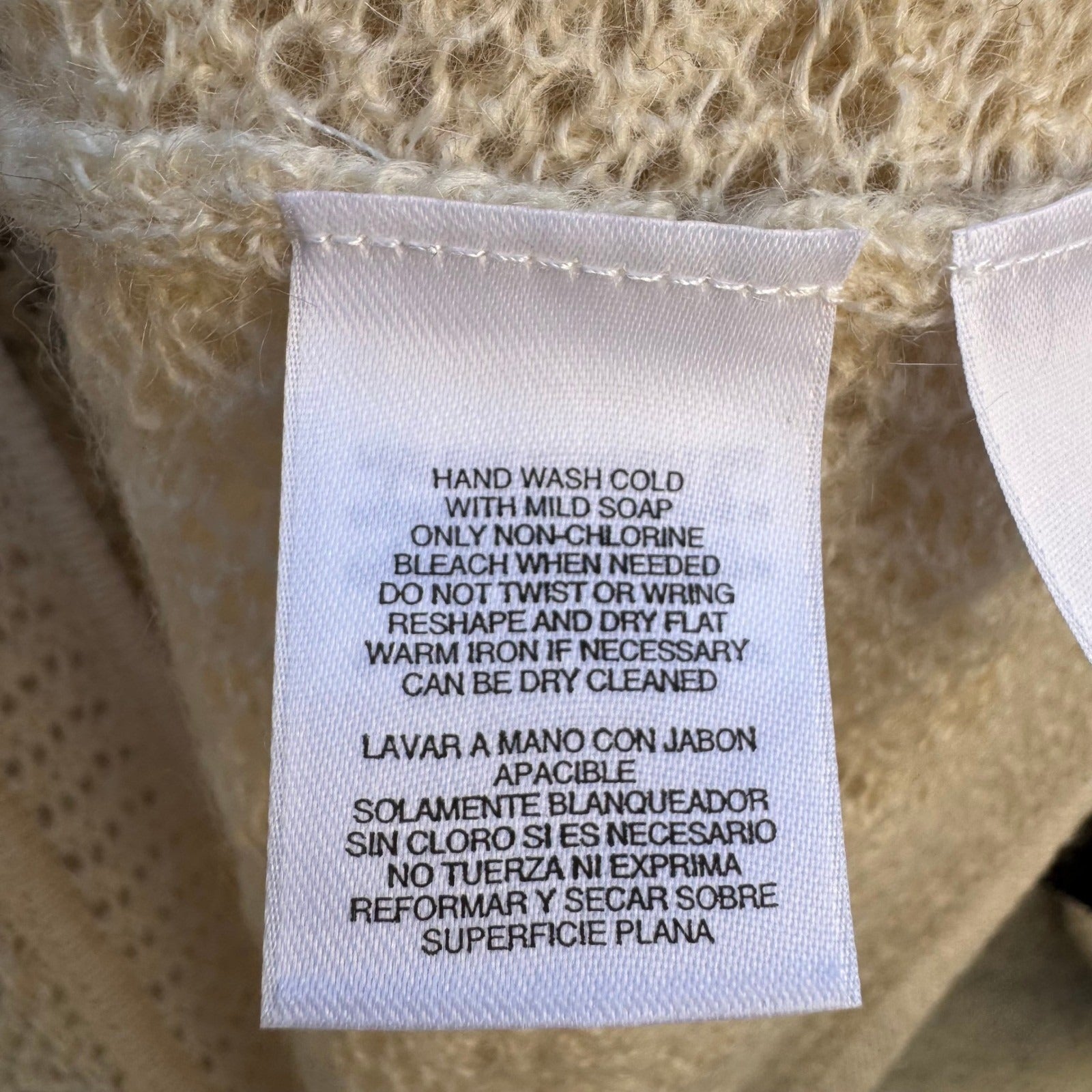 Jones New York Collection Claremont Mohair Blend Pointelle Cardigan XL Cream NEW