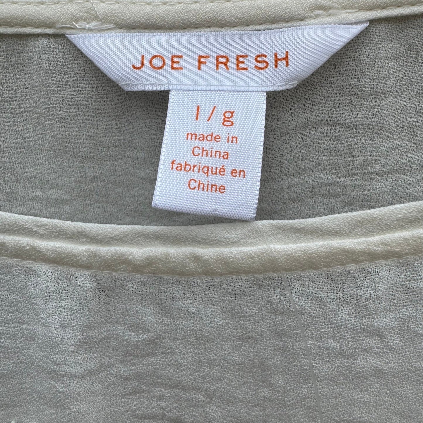 Joe Fresh Cream Lace Overlay Cap Sleeve Coquette Blouse Large Romantic Boho NEW