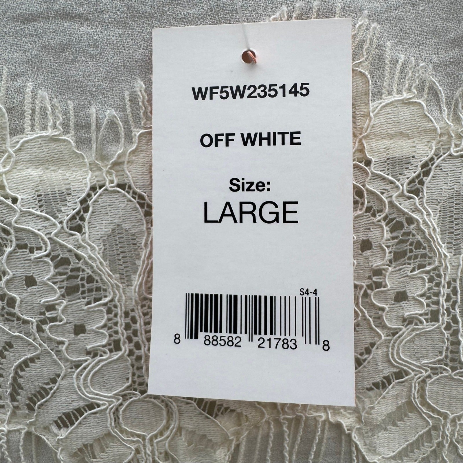Joe Fresh Cream Lace Overlay Cap Sleeve Coquette Blouse Large Romantic Boho NEW