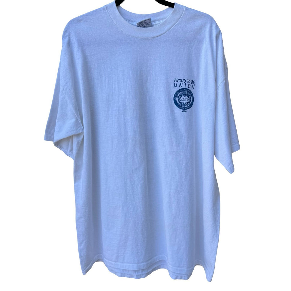 Vintage All Sport Proweight LIU Local 300 Union T-Shirt White XXL Made in USA
