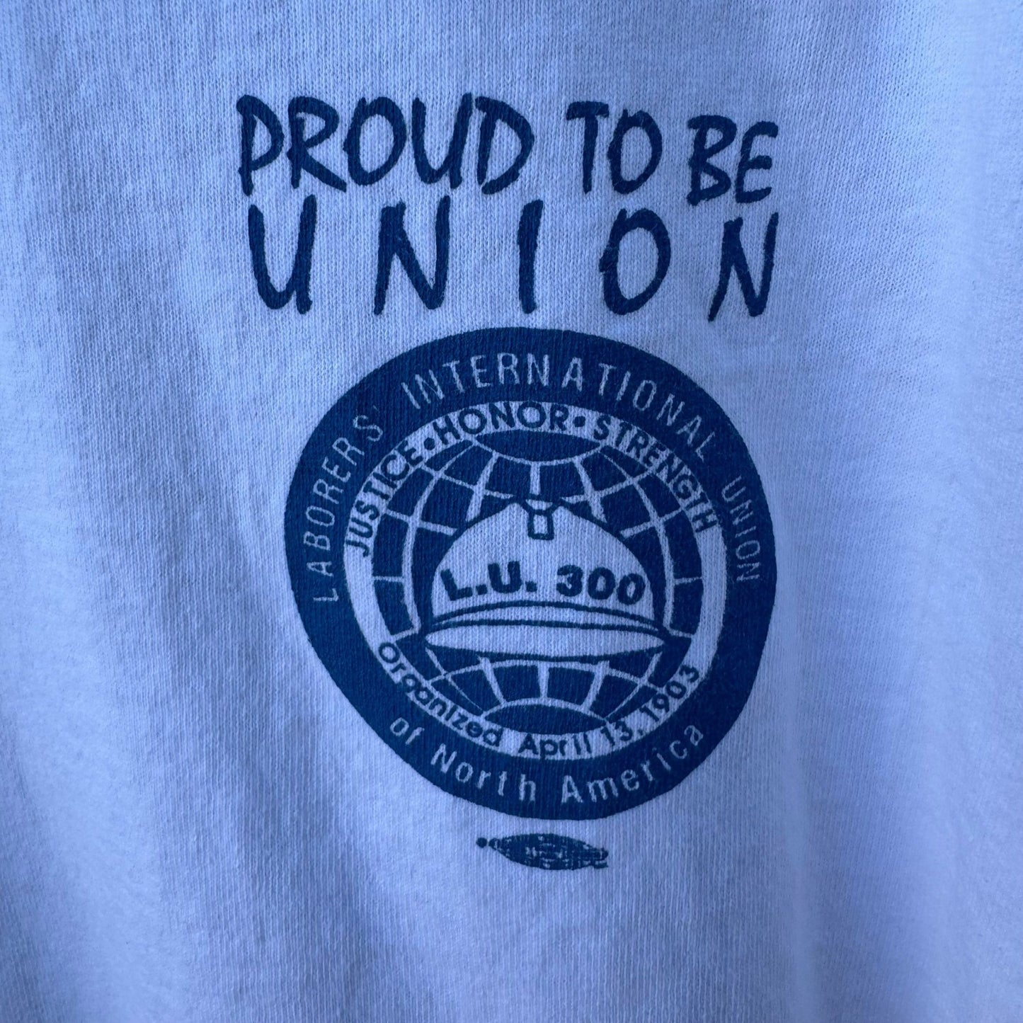 Vintage All Sport Proweight LIU Local 300 Union T-Shirt White XXL Made in USA