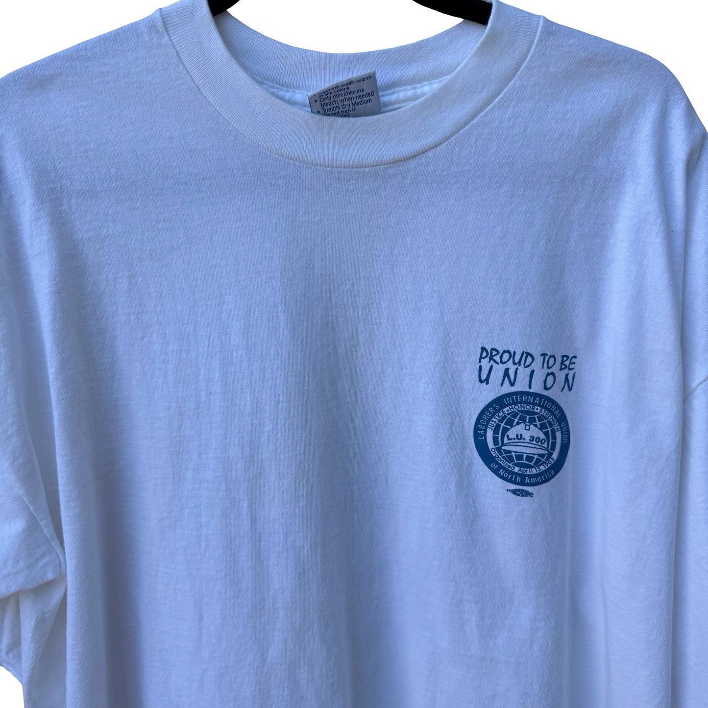 Vintage All Sport Proweight LIU Local 300 Union T-Shirt White XXL Made in USA