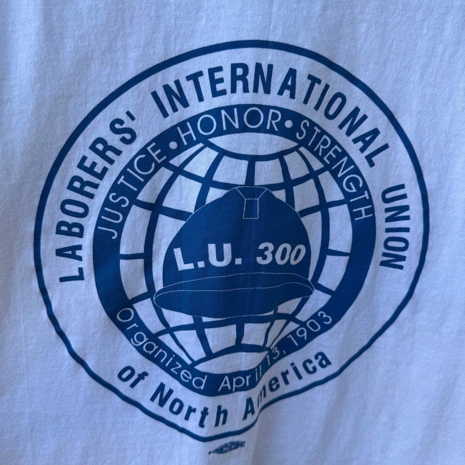 Vintage All Sport Proweight LIU Local 300 Union T-Shirt White XXL Made in USA