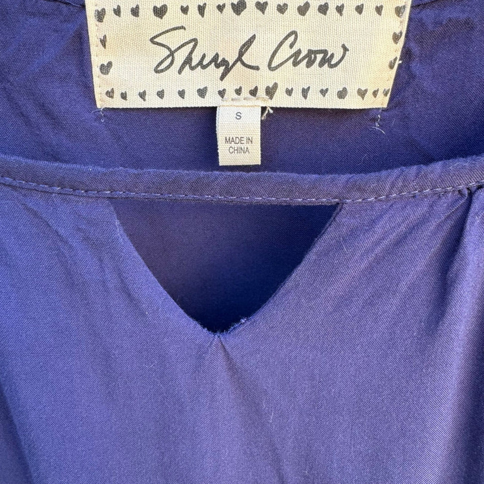 Sheryl Crow Navy Blue Crochet Lace Layered Hem Sleeveless Tank Top Womens Small