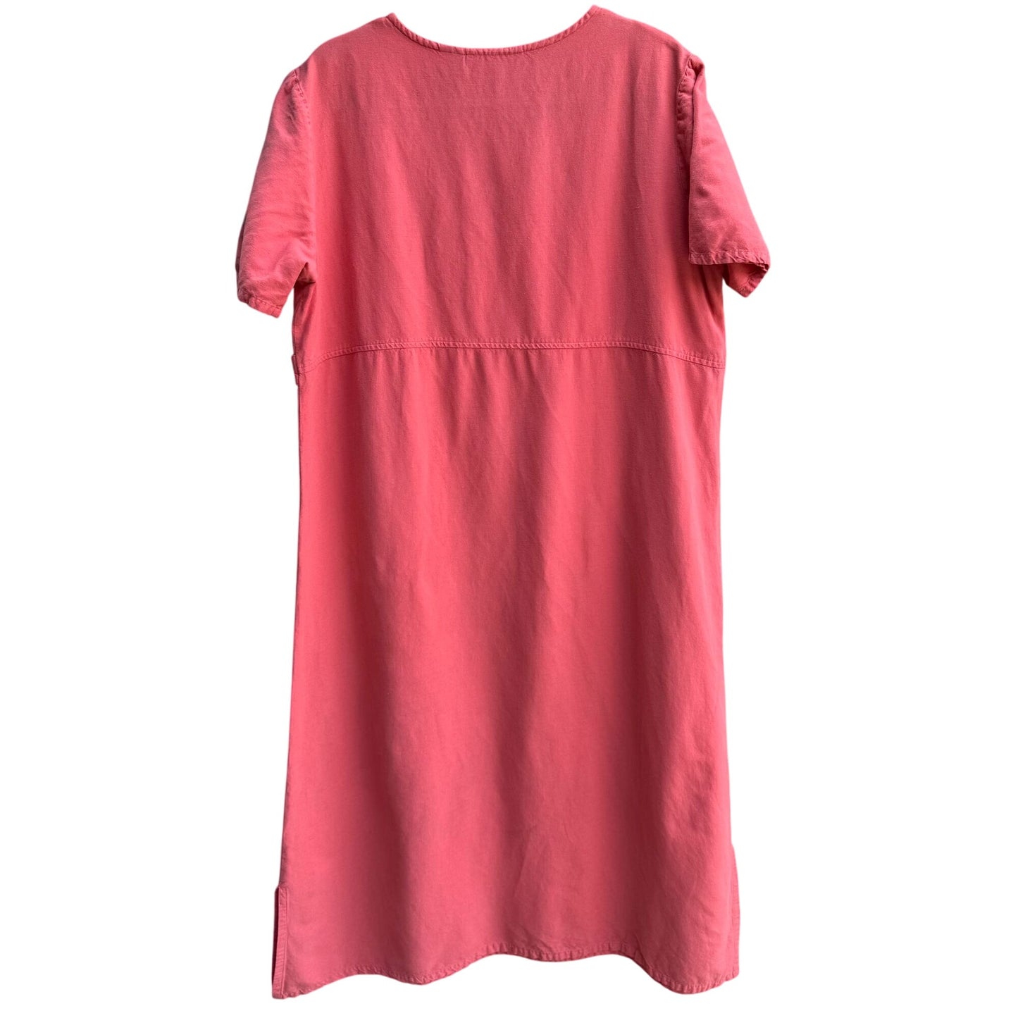 Notations Vintage Womens Linen Blend Side Button Front Pockets Coral Maxi Dress XL