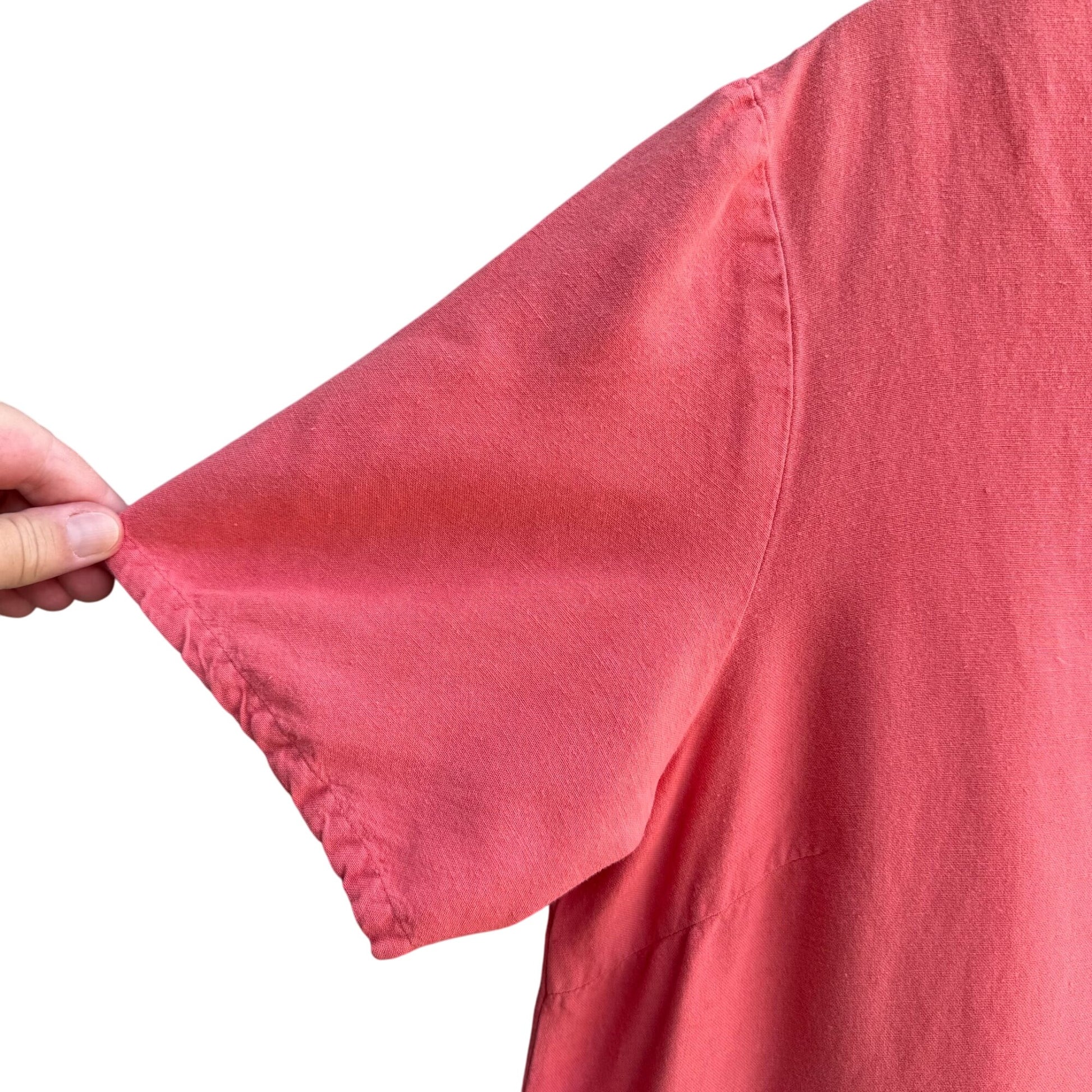 Notations Vintage Womens Linen Blend Side Button Front Pockets Coral Maxi Dress XL