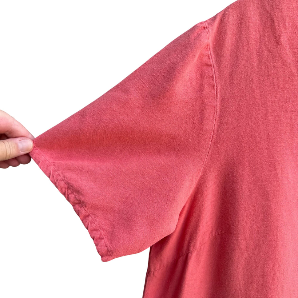 Notations Vintage Womens Linen Blend Side Button Front Pockets Coral Maxi Dress XL