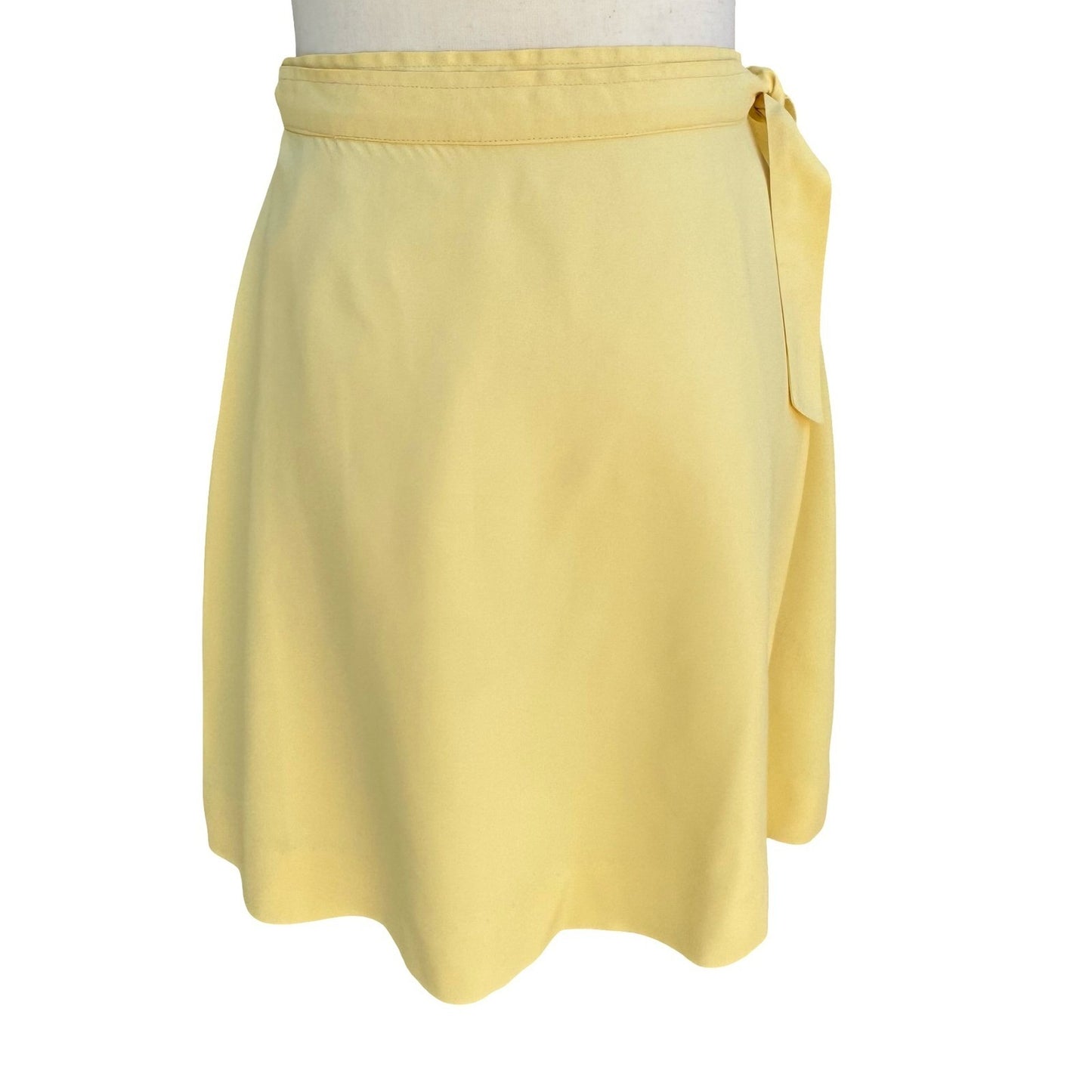 I Magnin Vintage 70s Pastel Yellow Mod Wrap Mini Skirt Side Tie A-Line Retro