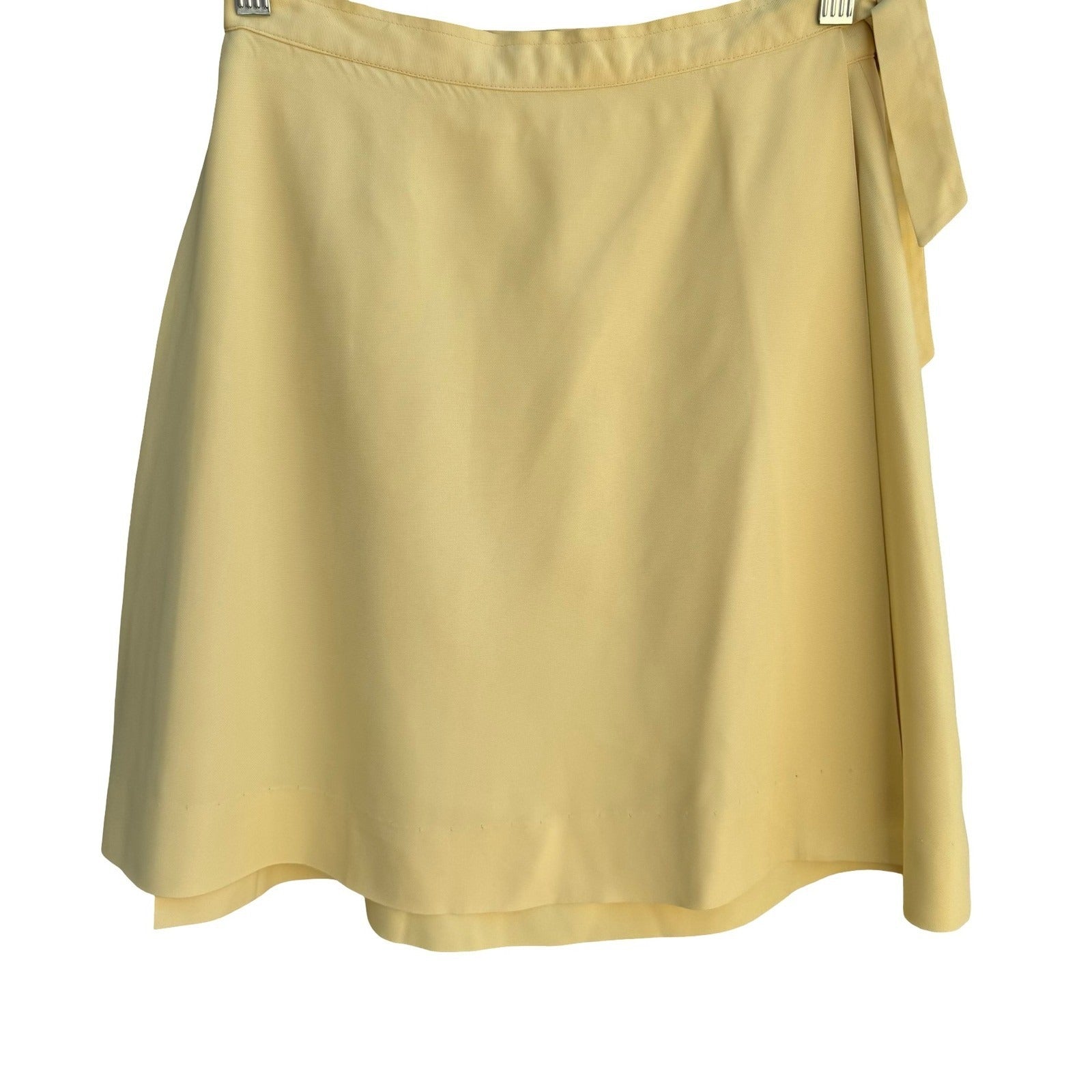 I Magnin Vintage 70s Pastel Yellow Mod Wrap Mini Skirt Side Tie A-Line Retro