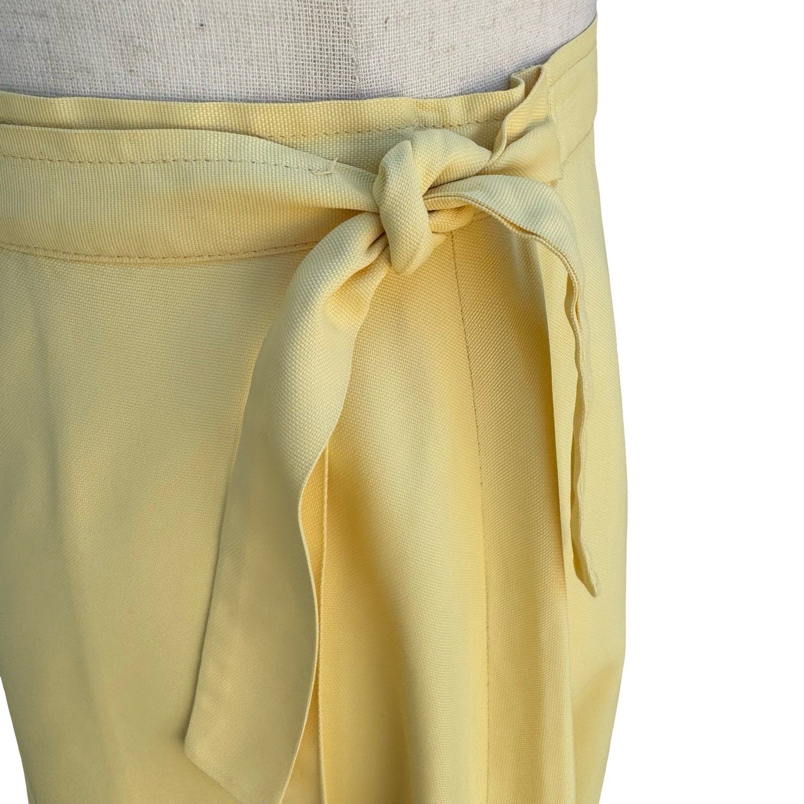 I Magnin Vintage 70s Pastel Yellow Mod Wrap Mini Skirt Side Tie A-Line Retro