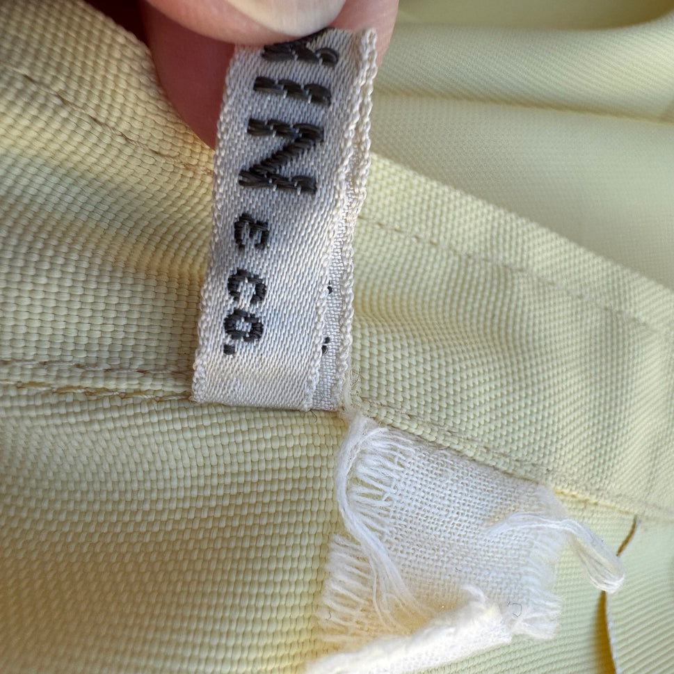 I Magnin Vintage 70s Pastel Yellow Mod Wrap Mini Skirt Side Tie A-Line Retro