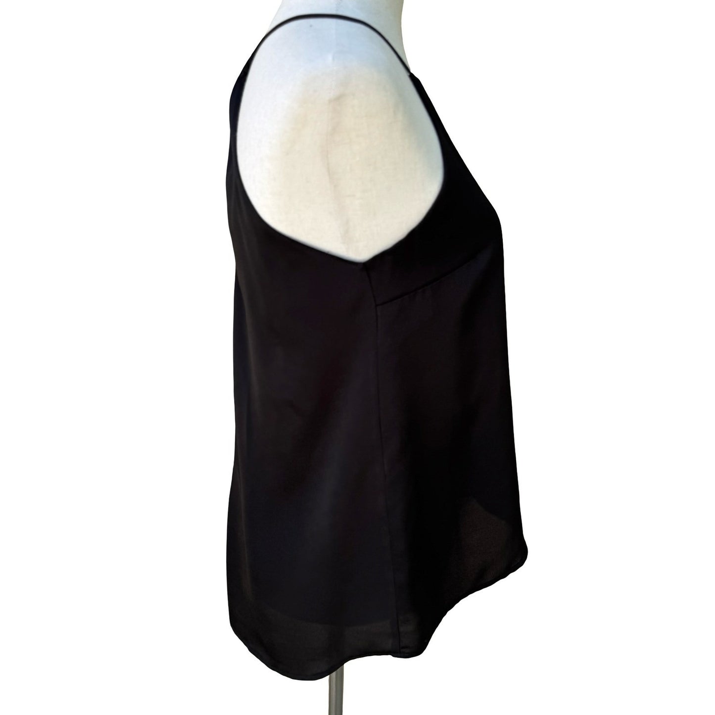 Lush High Neck Halter Camisole Top Layered Tulip Hem Keyhole Back Goth Black XS