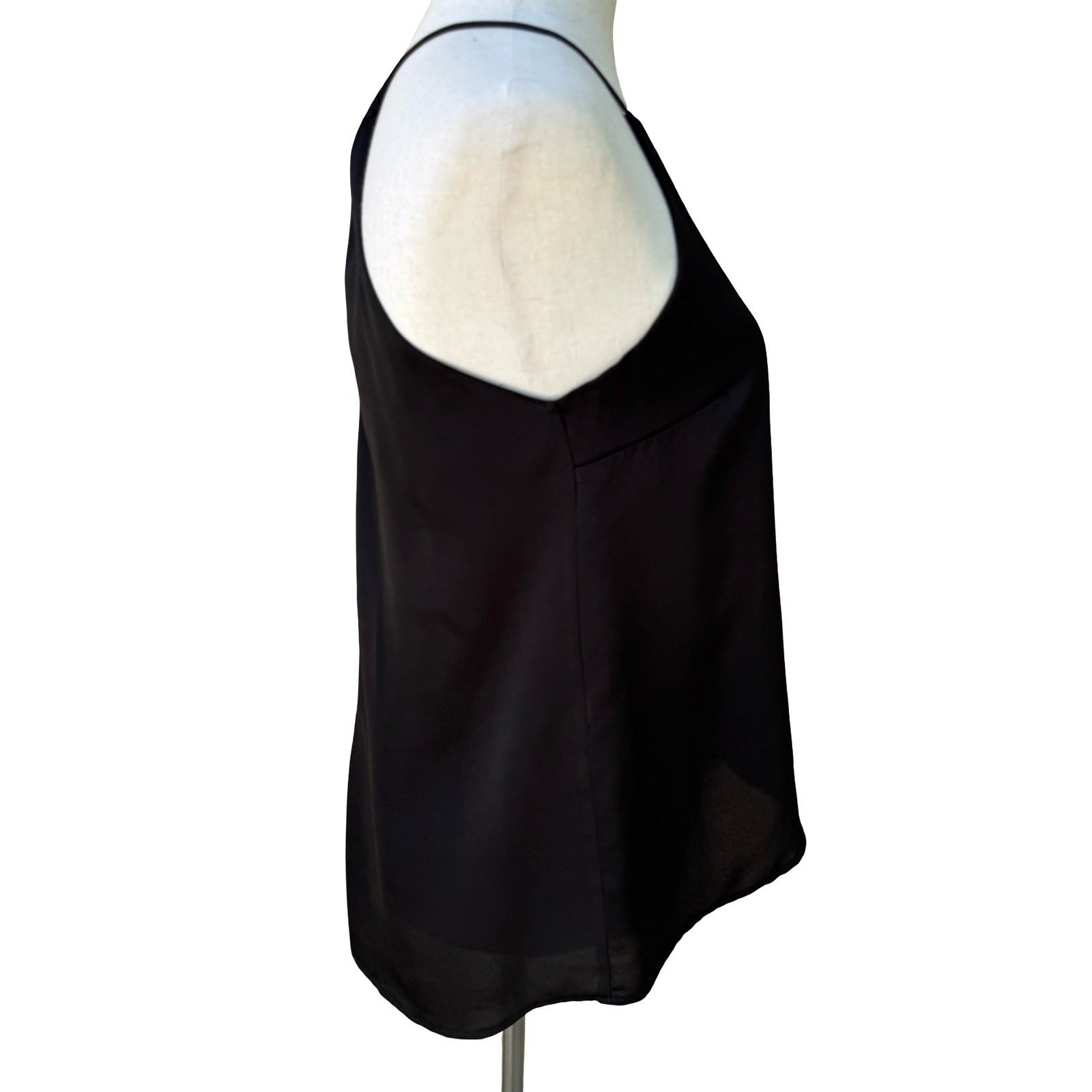Lush High Neck Halter Camisole Top Layered Tulip Hem Keyhole Back Goth Black XS