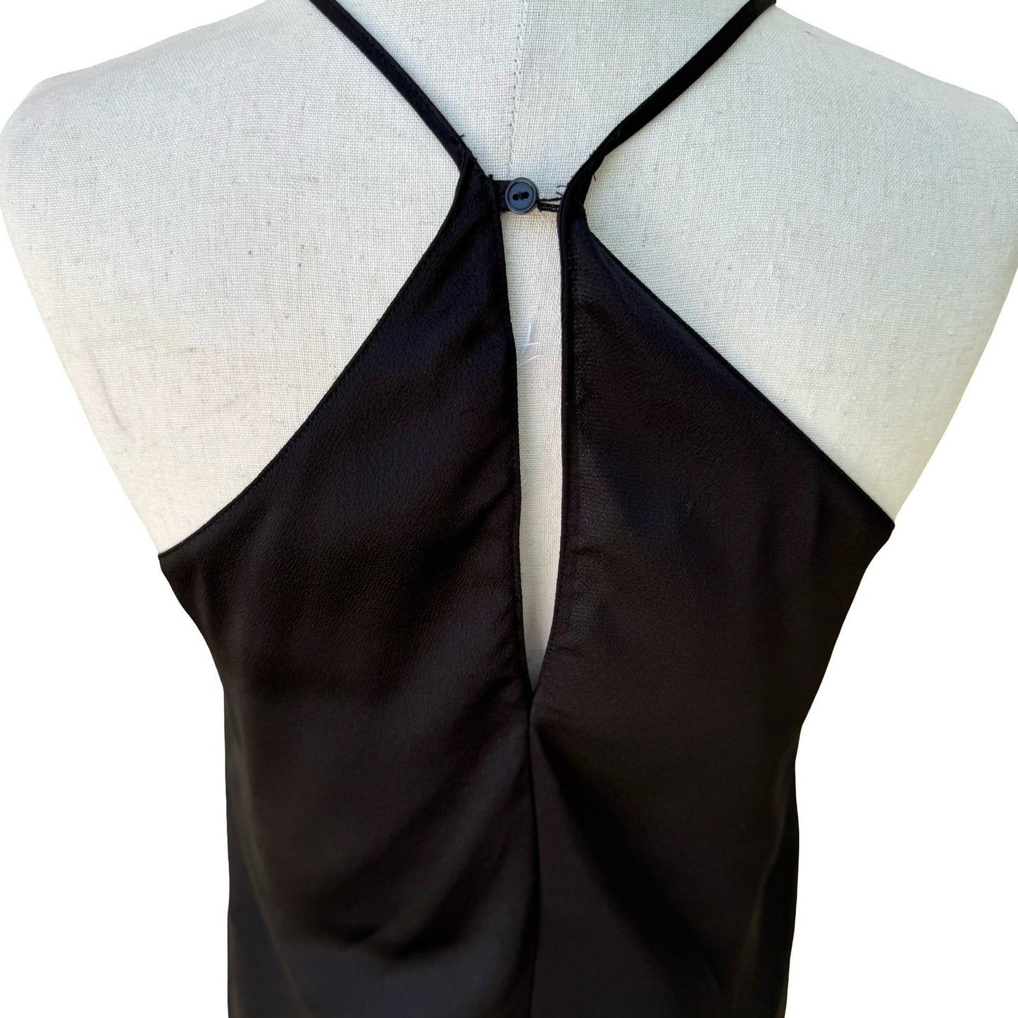 Lush High Neck Halter Camisole Top Layered Tulip Hem Keyhole Back Goth Black XS