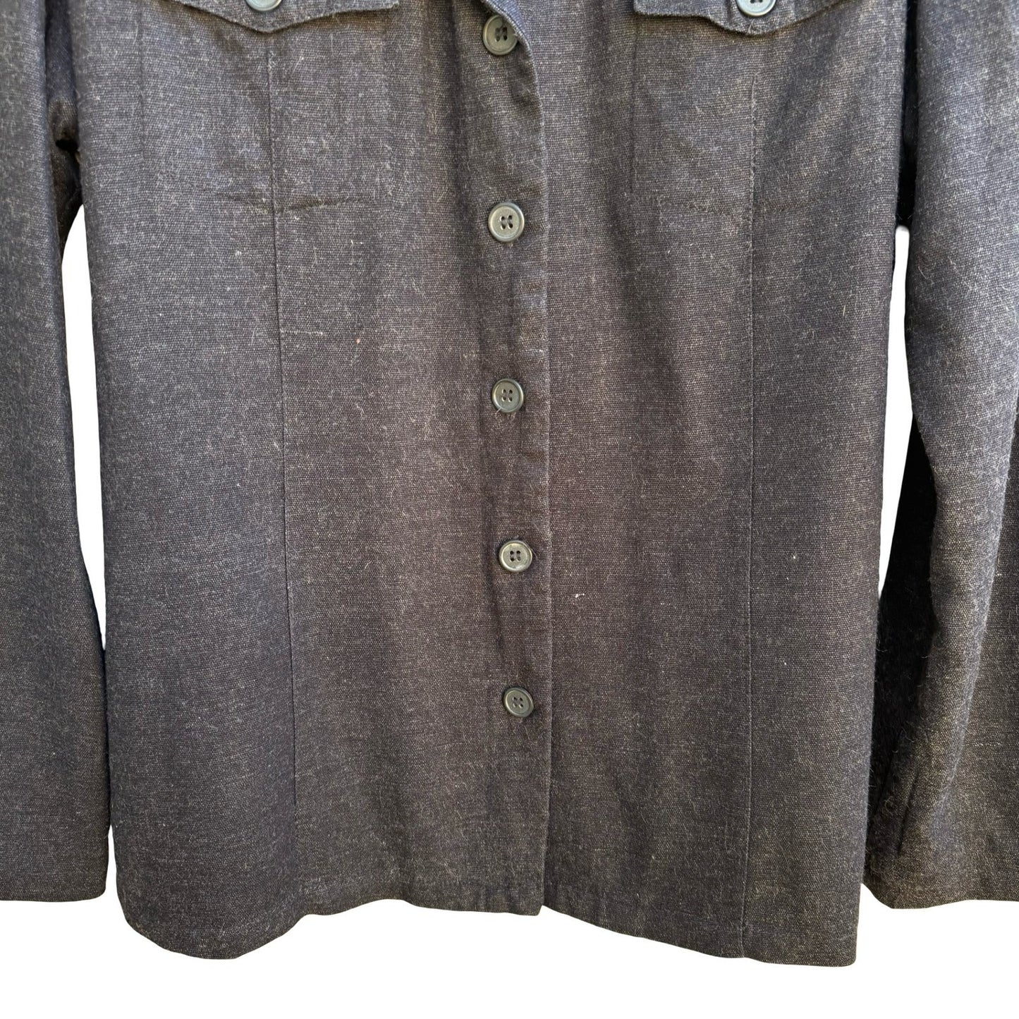 Pierri New York Silk Wool Blend Tailored Minimalist Jacket Charcoal Womens 12