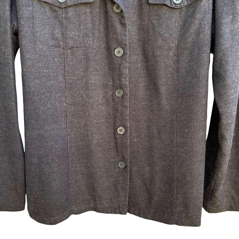 Pierri New York Silk Wool Blend Tailored Minimalist Jacket Charcoal Womens 12