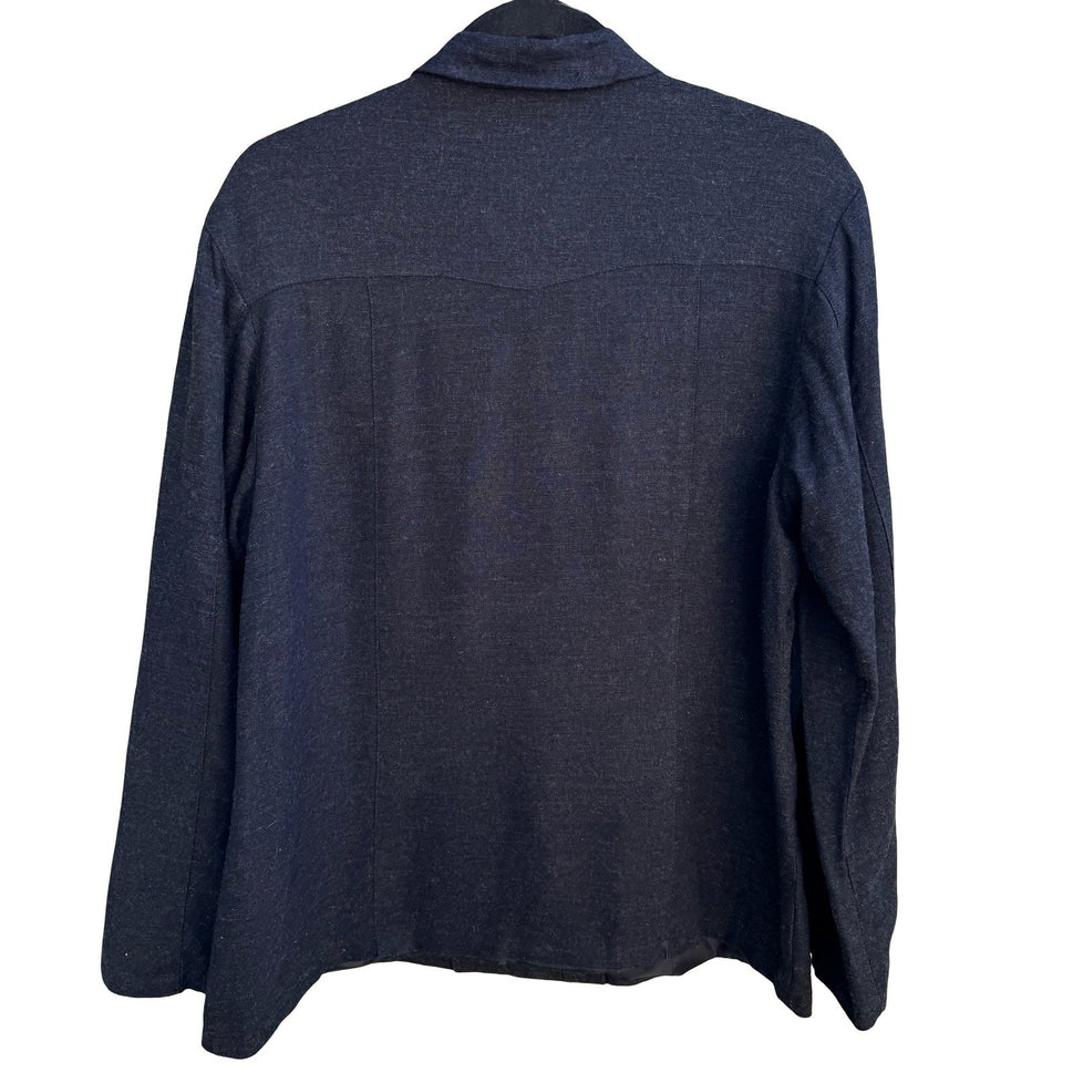 Pierri New York Silk Wool Blend Tailored Minimalist Jacket Charcoal Womens 12
