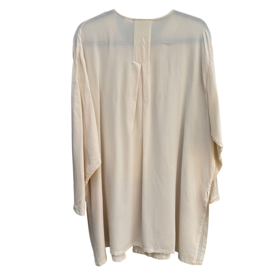 Fitting Image Vintage Womens Ivory 100% Silk Frog Closure Tunic Blouse Top 20