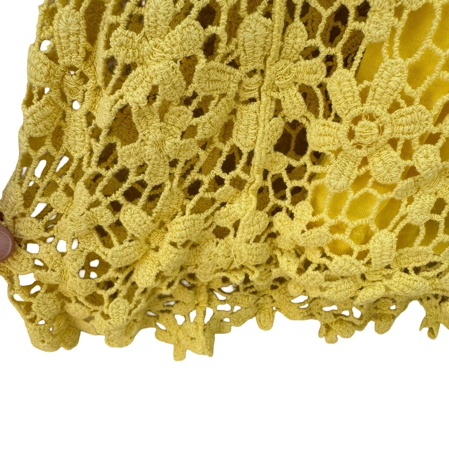 Midnight Velvet Yellow Floral Crochet Knit Top Cami Set Size Large Bell Sleeve