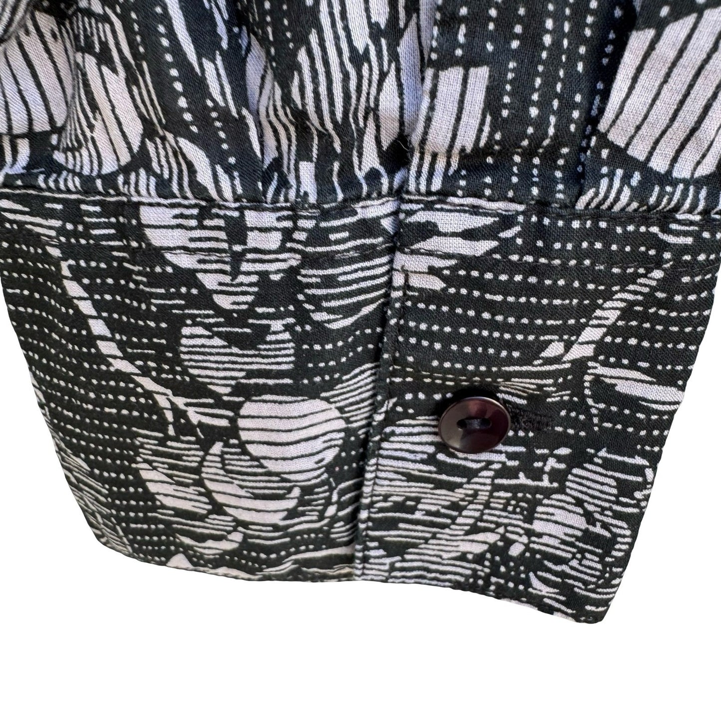 Coldwater Creek Womens S Black White Floral Cotton Button Down Shirt Minimalist