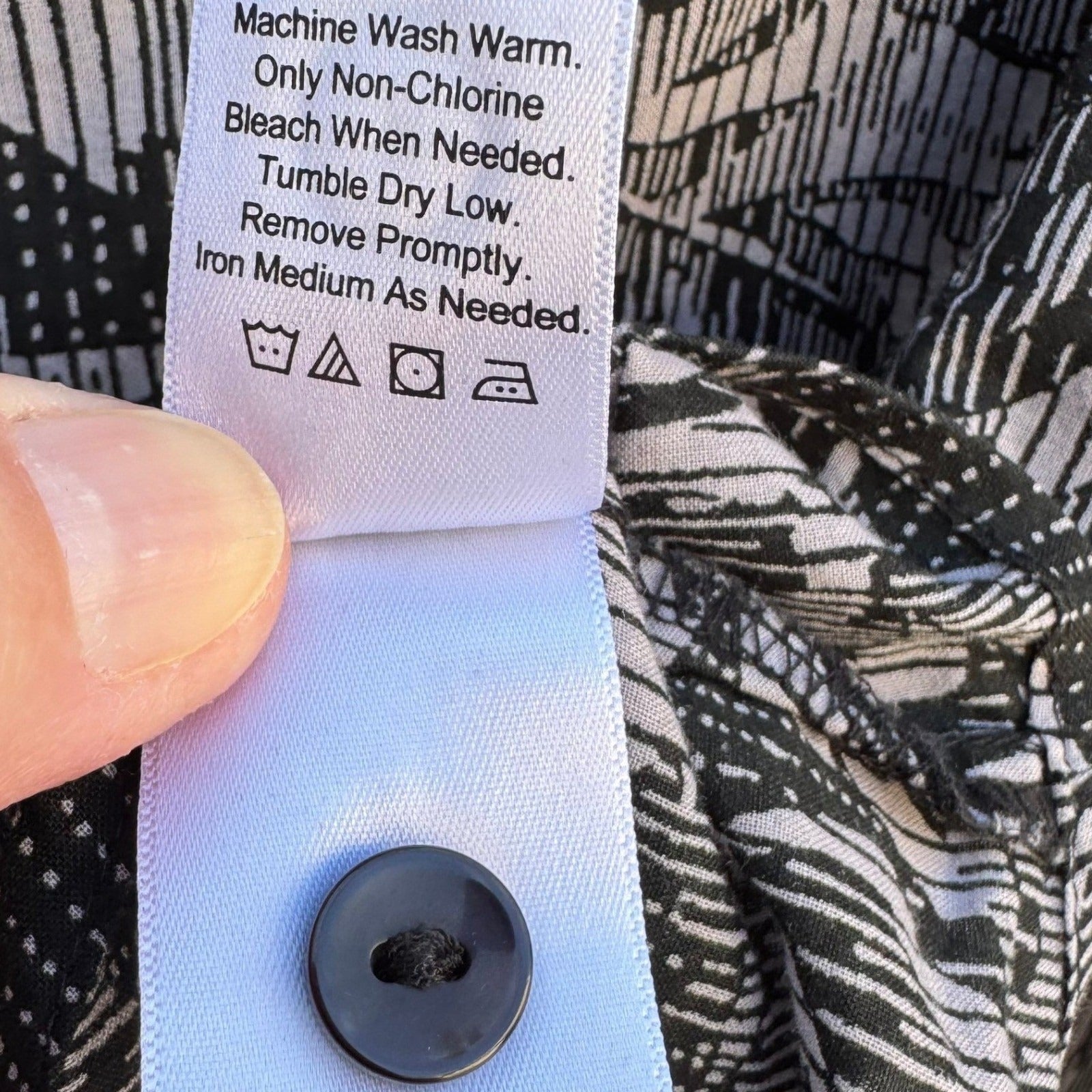 Coldwater Creek Womens S Black White Floral Cotton Button Down Shirt Minimalist