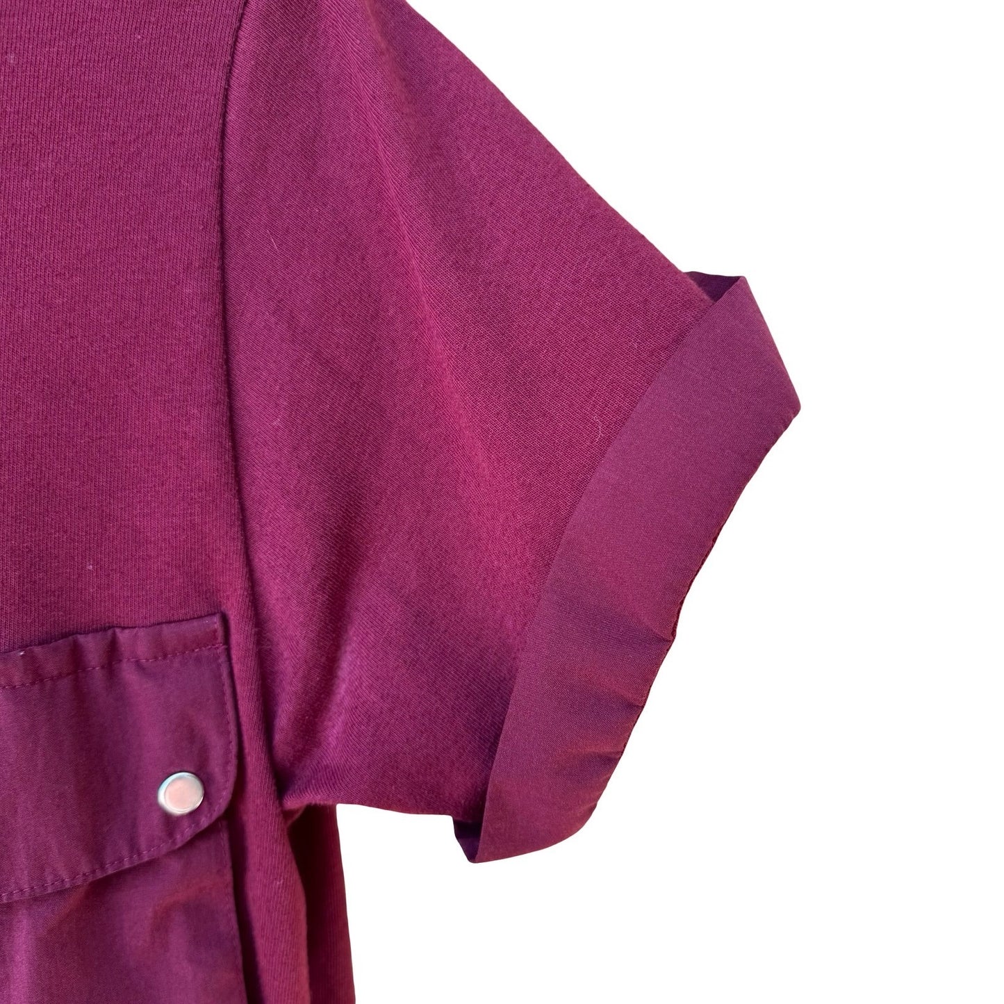 Peter B Vintage 70s Burgundy Utility Polo Shirt Cargo Pockets Banded Hem Small