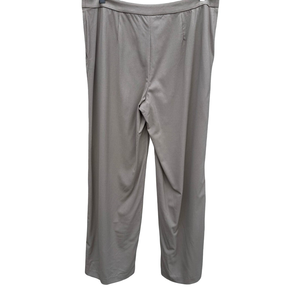 Linda Allard Ellen Tracy Minimalist Wool Blend Wide Leg Trousers Brown 14 NEW