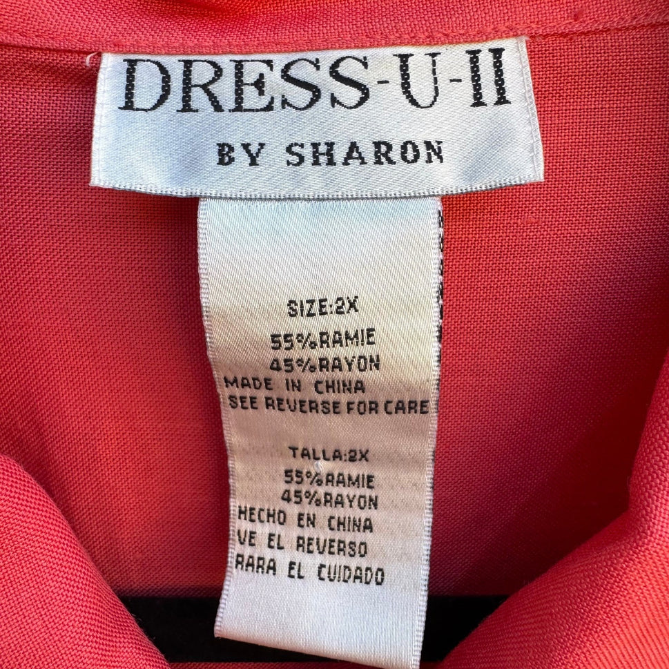 Dress-U-II Sharon Coastal Linen Look Floral Embroidered Jacket Crop Pant 2X NWT