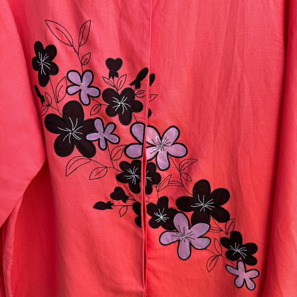 Dress-U-II Sharon Coastal Linen Look Floral Embroidered Jacket Crop Pant 2X NWT