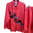 Switch Dress-U-II Sharon Coastal Linen Look Floral Embroidered Jacket Crop Pant 2X NWT 3 image