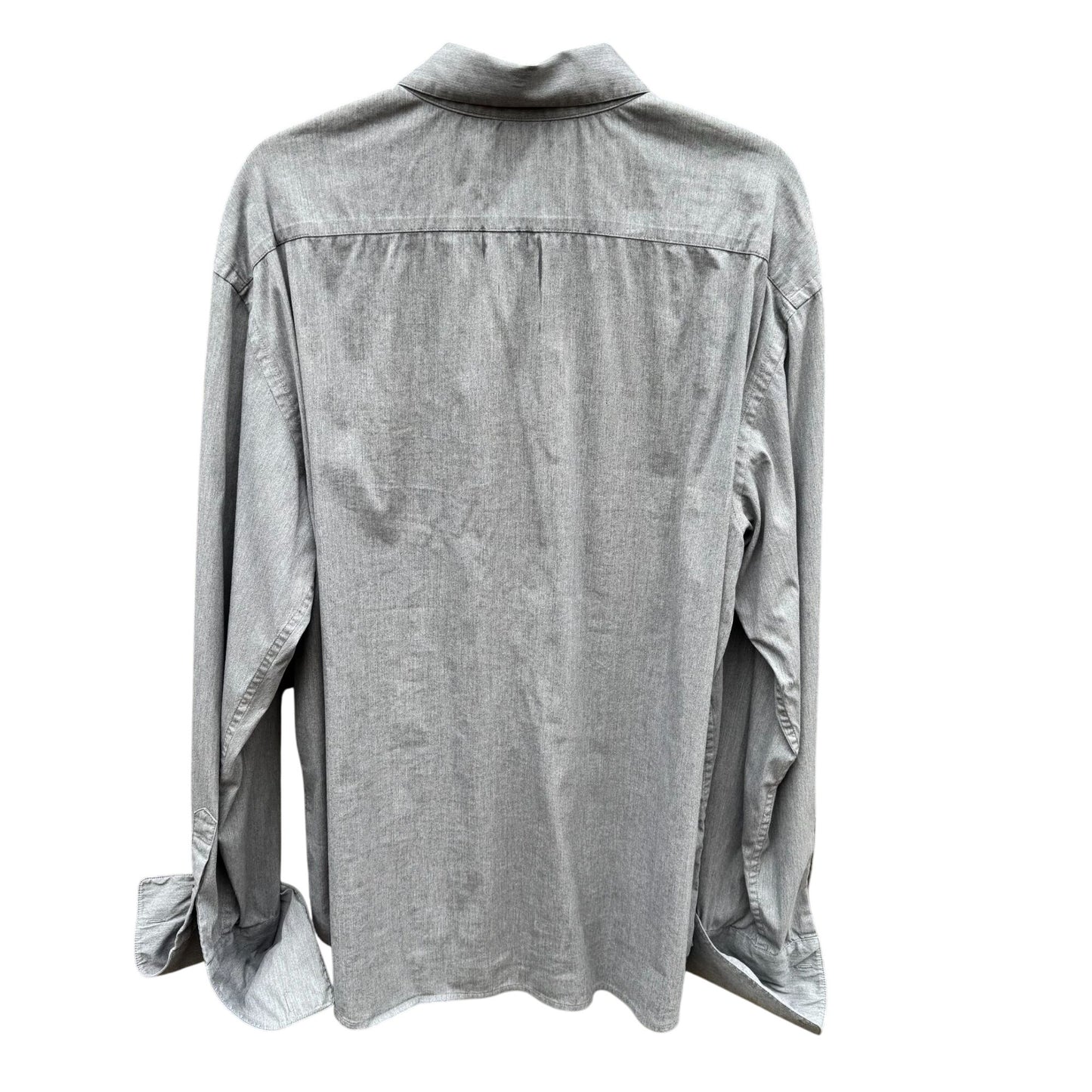 Theory Patrick Gray Chambray Button Up French Cuff Relaxed Fit Designer Shirt L