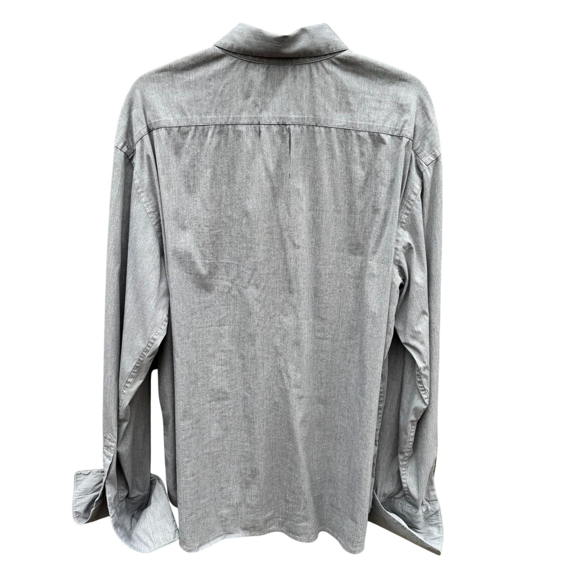 Theory Patrick Gray Chambray Button Up French Cuff Relaxed Fit Designer Shirt L