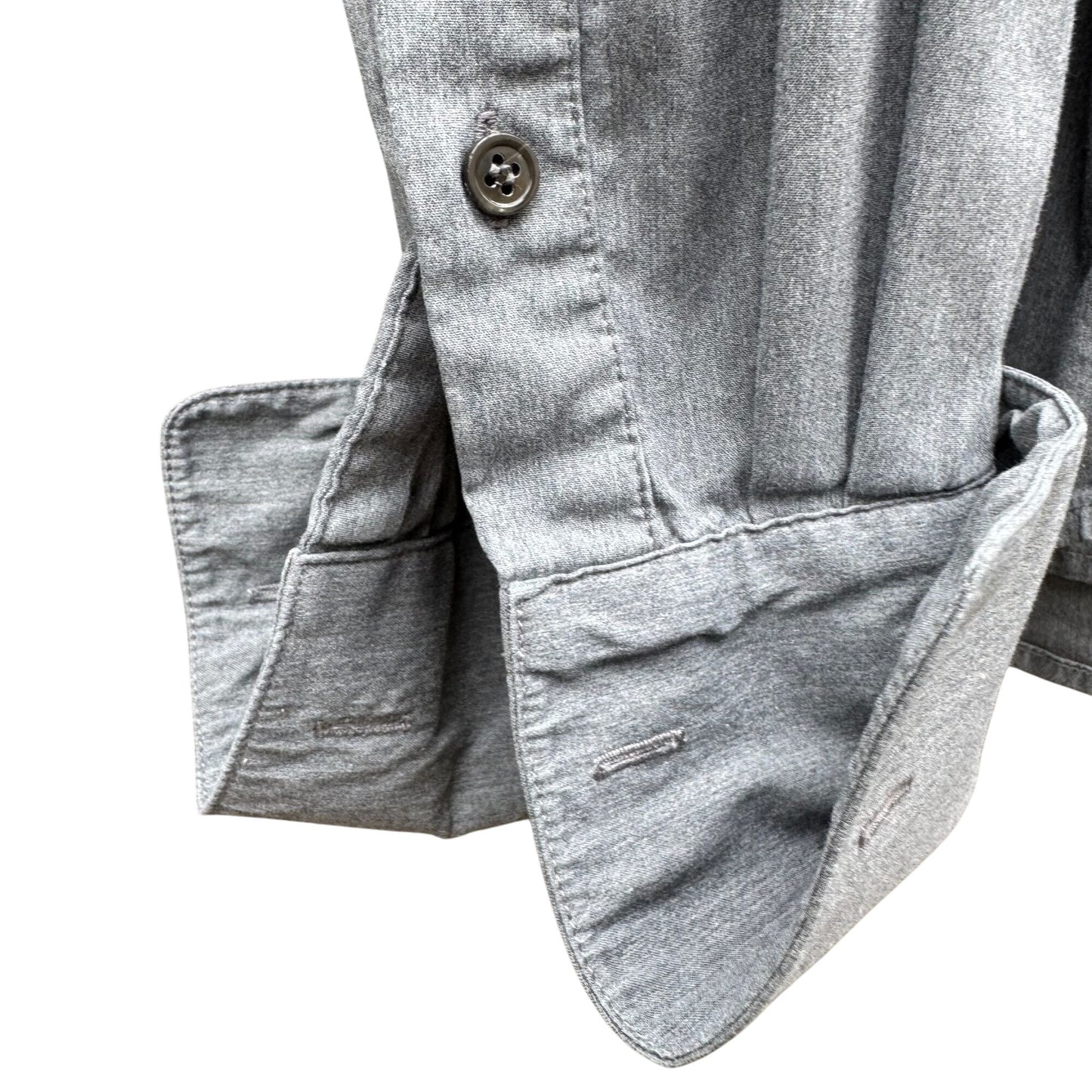 Theory Patrick Gray Chambray Button Up French Cuff Relaxed Fit Designer Shirt L