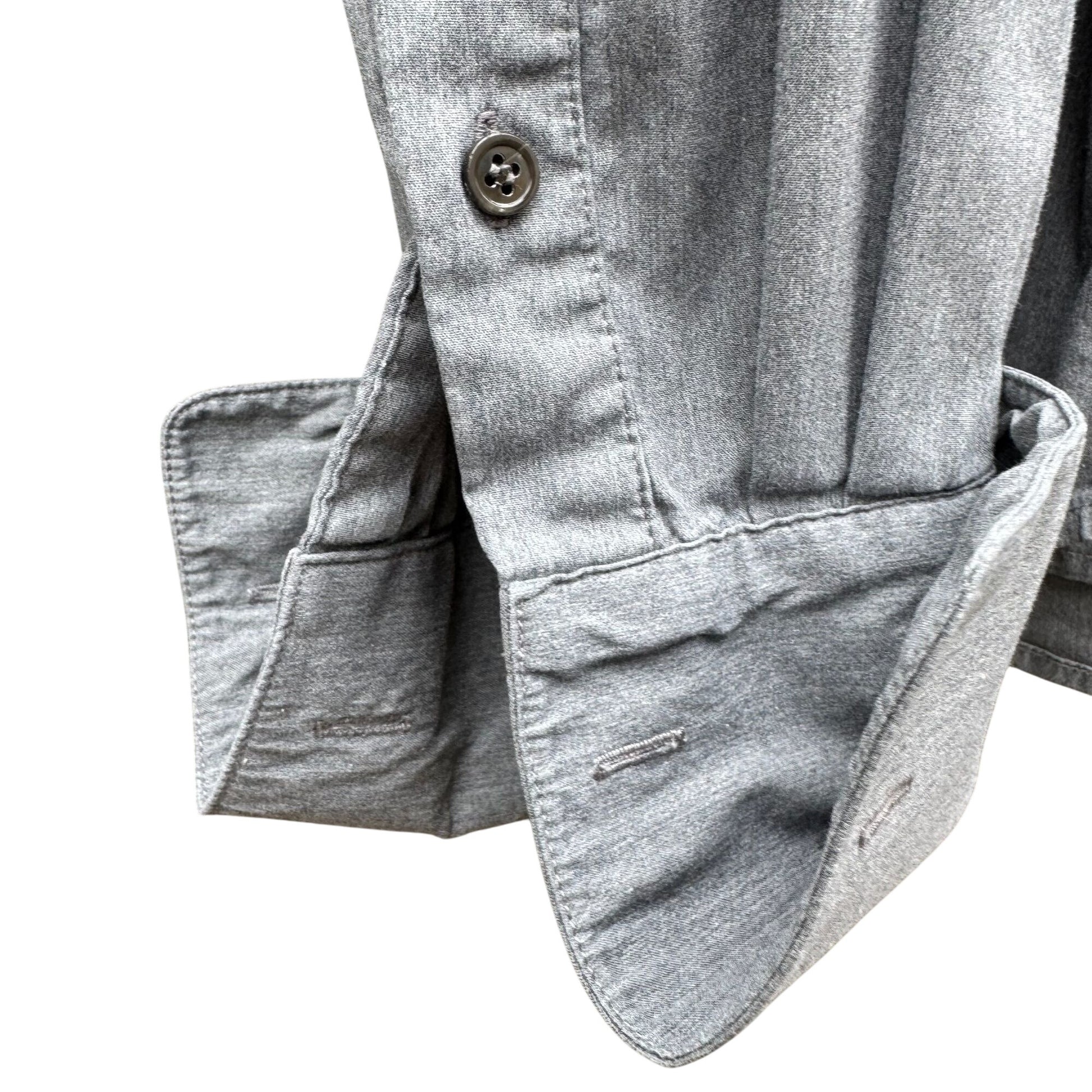 Theory Patrick Gray Chambray Button Up French Cuff Relaxed Fit Designer Shirt L