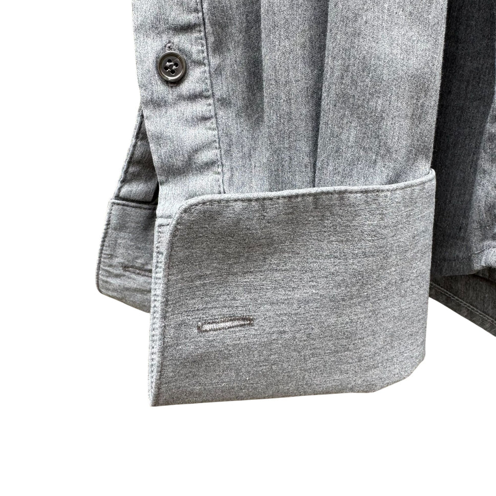 Theory Patrick Gray Chambray Button Up French Cuff Relaxed Fit Designer Shirt L