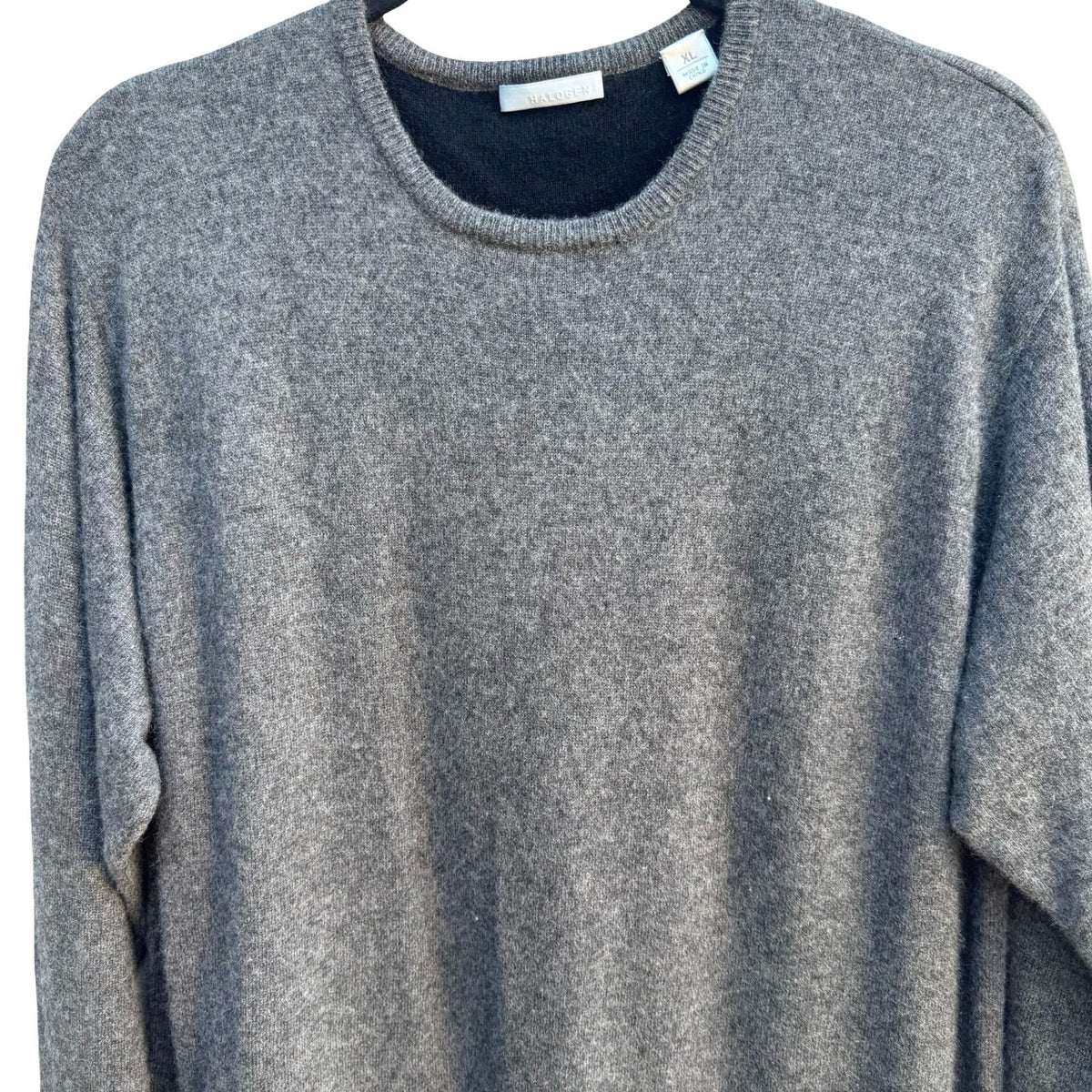 Halogen 100% Cashmere Quiet Luxury Minimalist Old Money Sweater Grey Mens XL